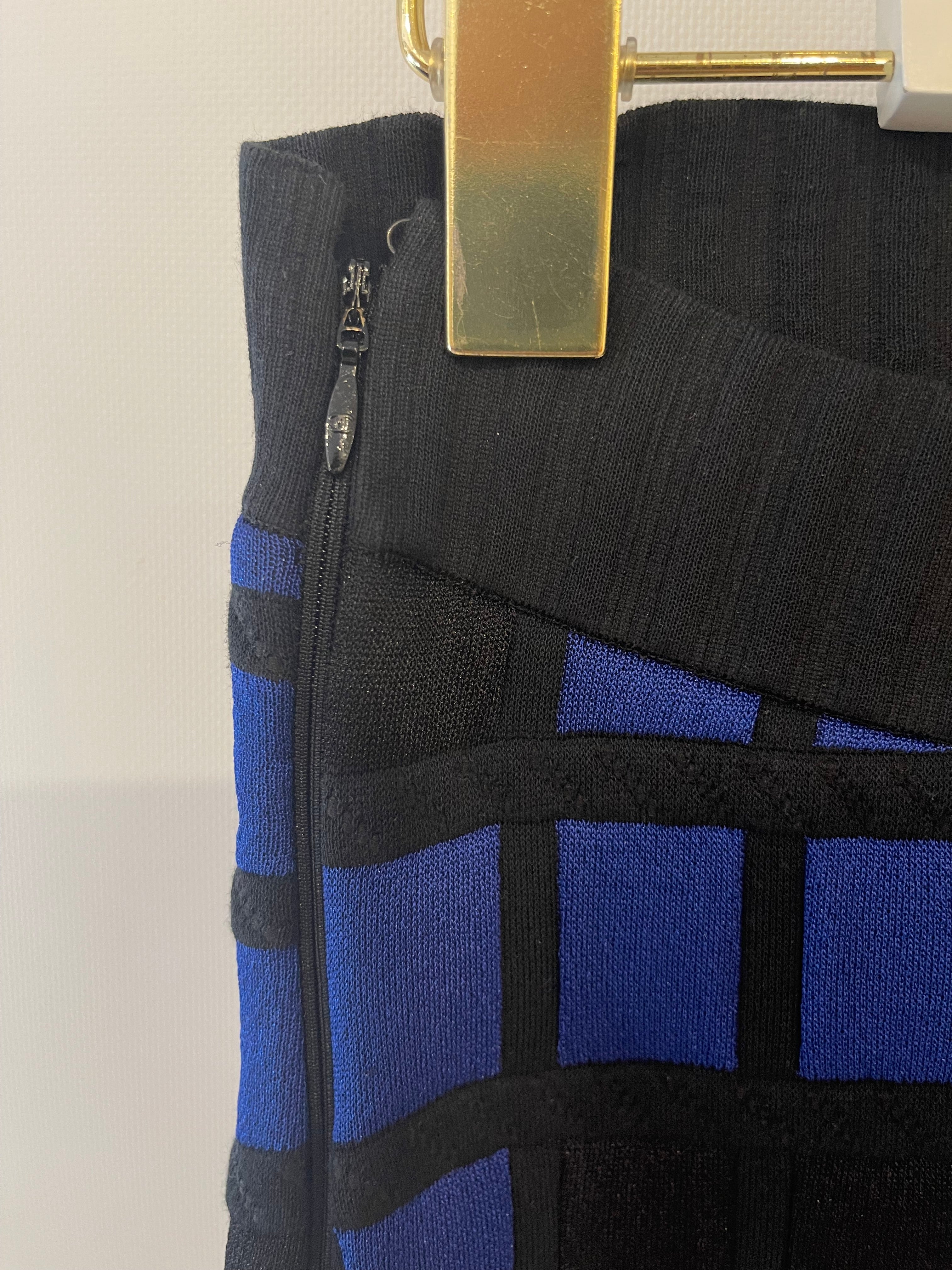 Chanel Spring 2013 Black and Electric Blue Checked Bandeau Dress Size FR 36 (UK 8) - Image 13