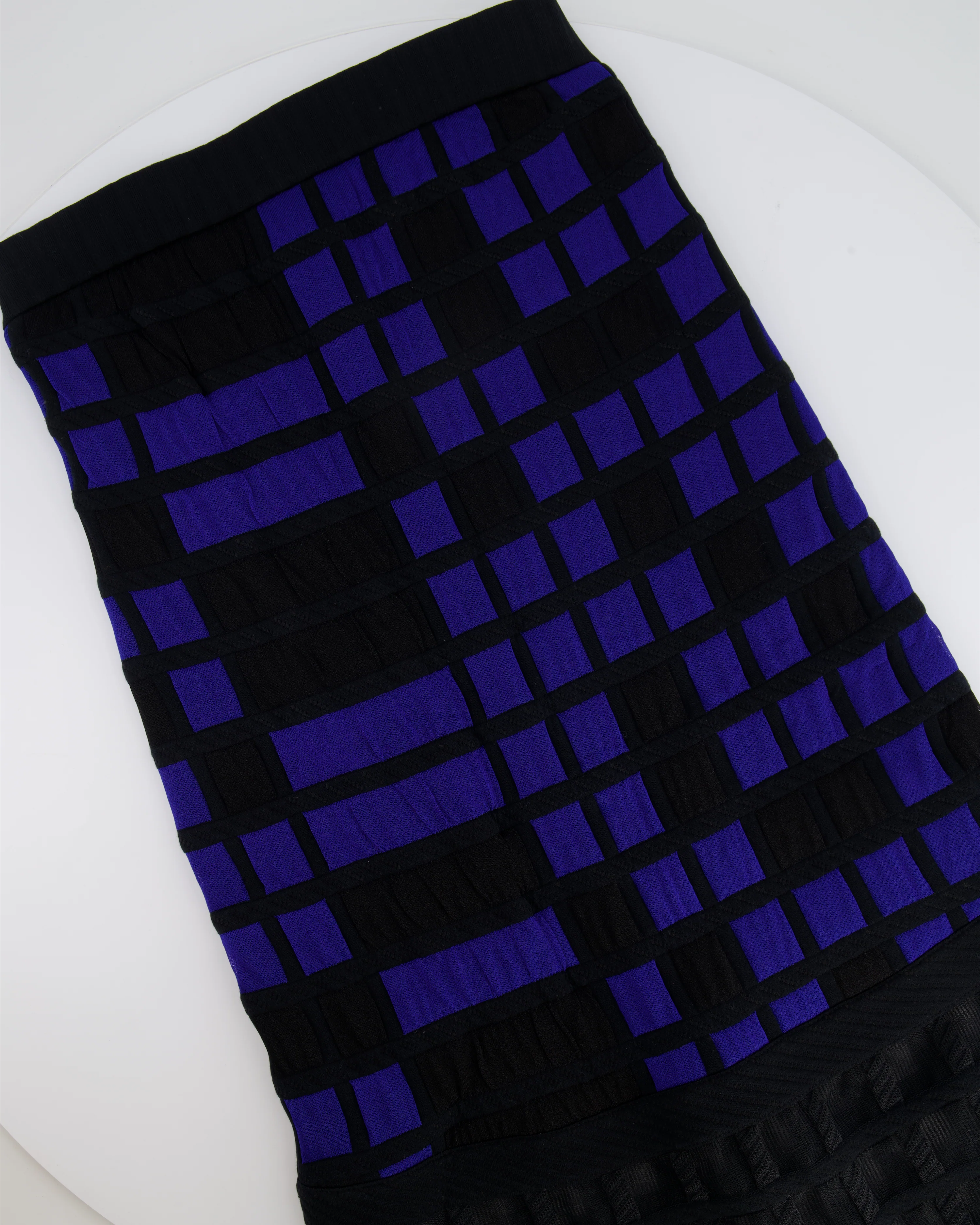 Chanel Spring 2013 Black and Electric Blue Checked Bandeau Dress Size FR 36 (UK 8) - Image 6