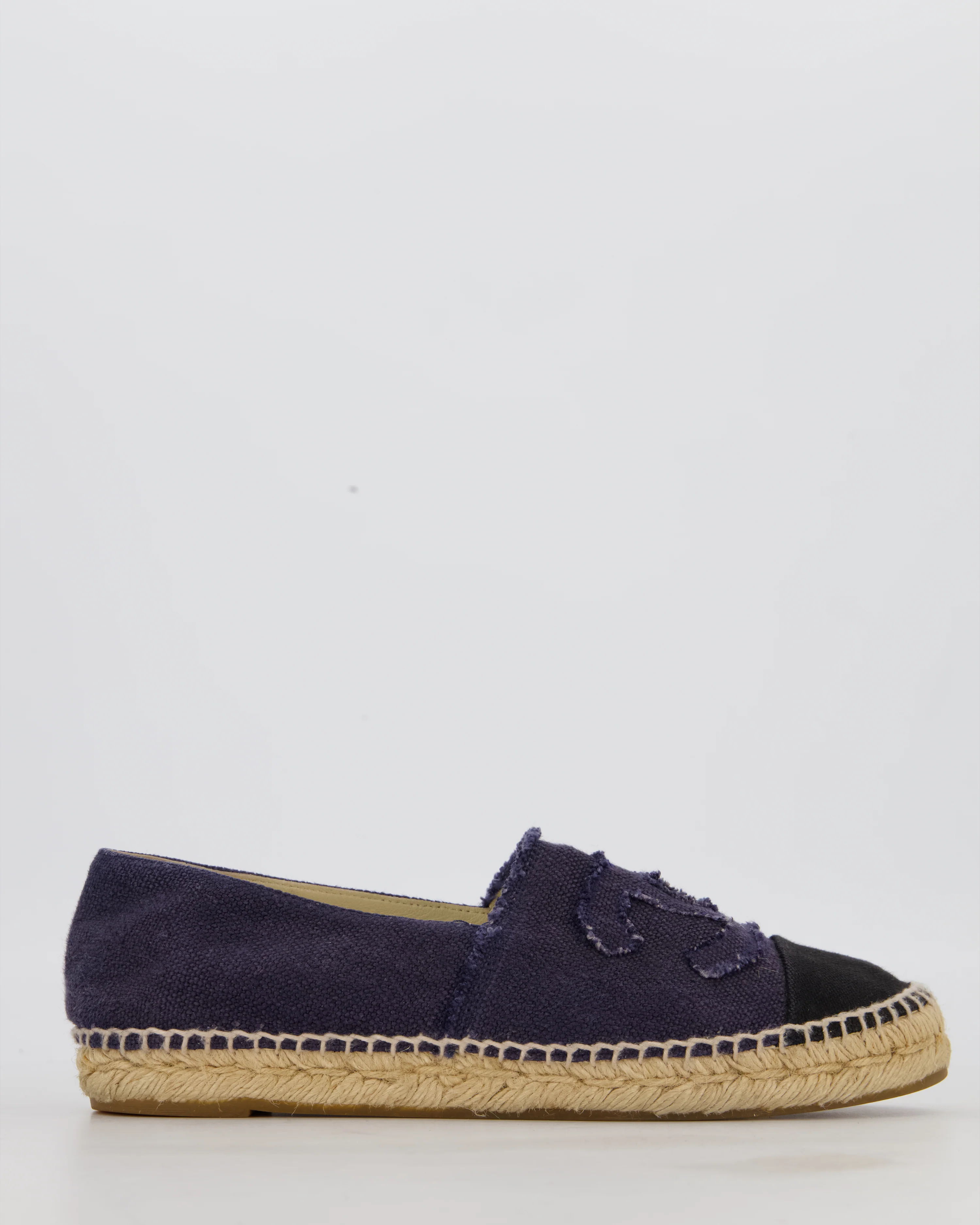 Chanel Black and Navy Denim Espadrilles CC Logo Size EU 39
