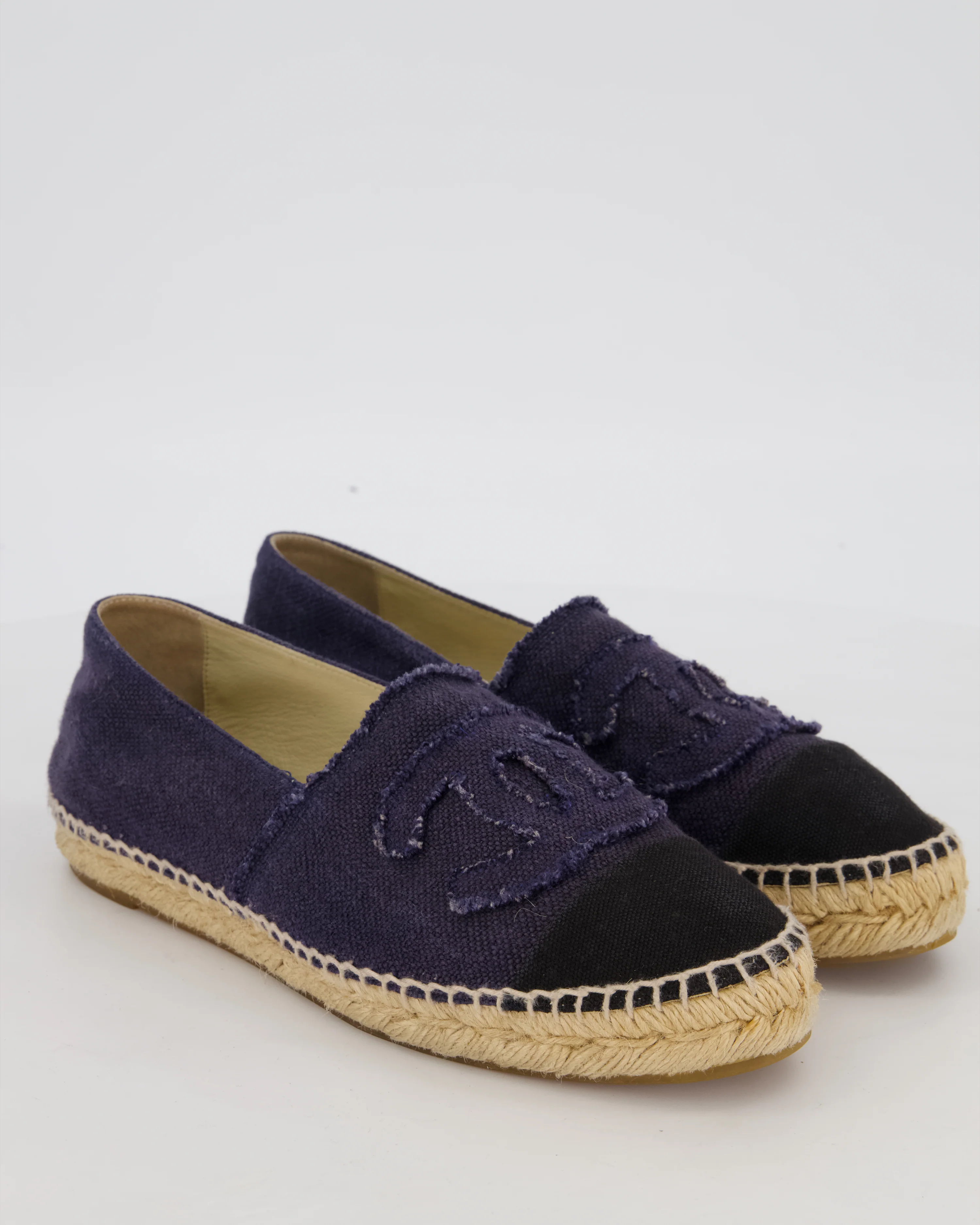 Chanel Black and Navy Denim Espadrilles CC Logo Size EU 39 - Image 2