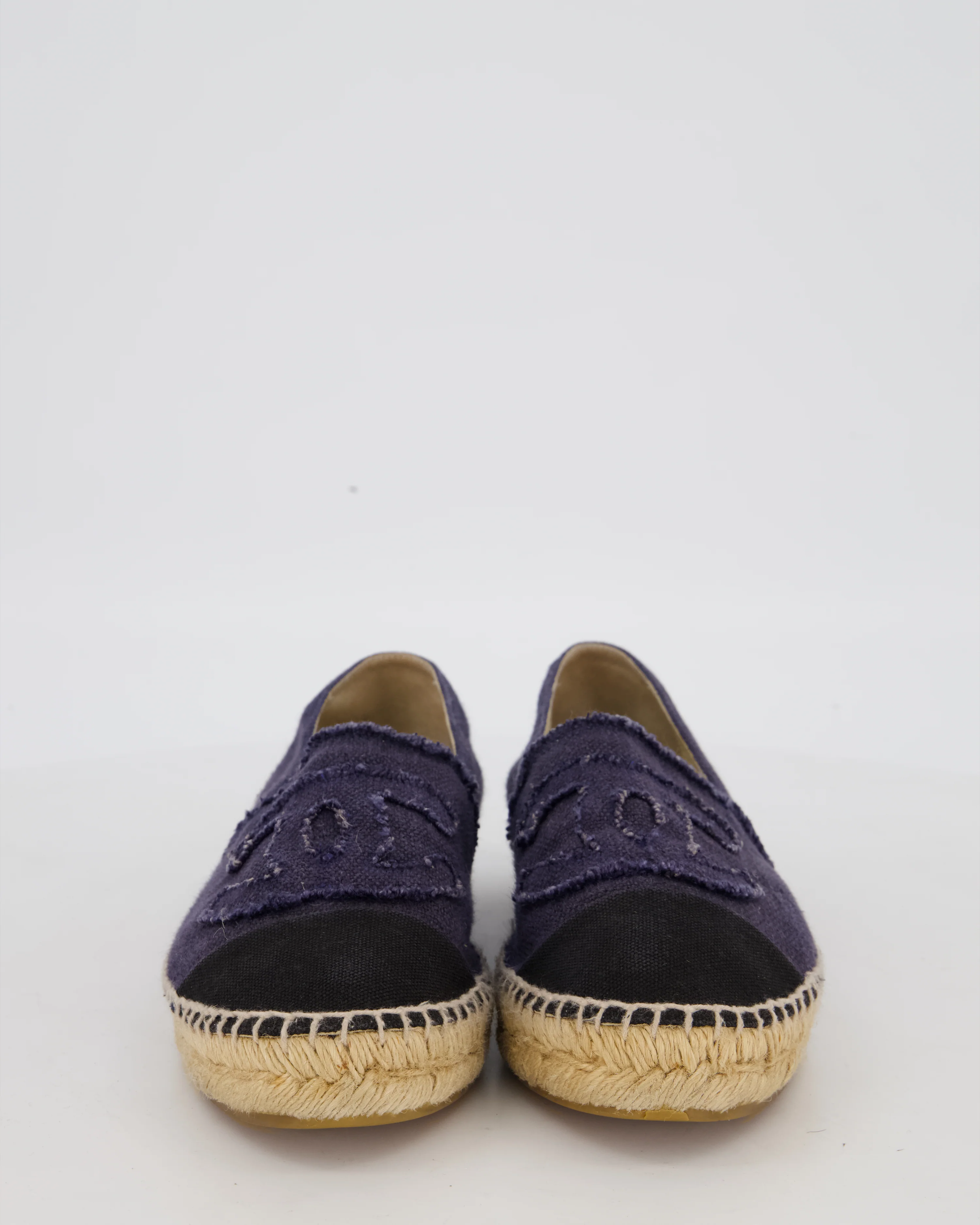 Chanel Black and Navy Denim Espadrilles CC Logo Size EU 39 - Image 3