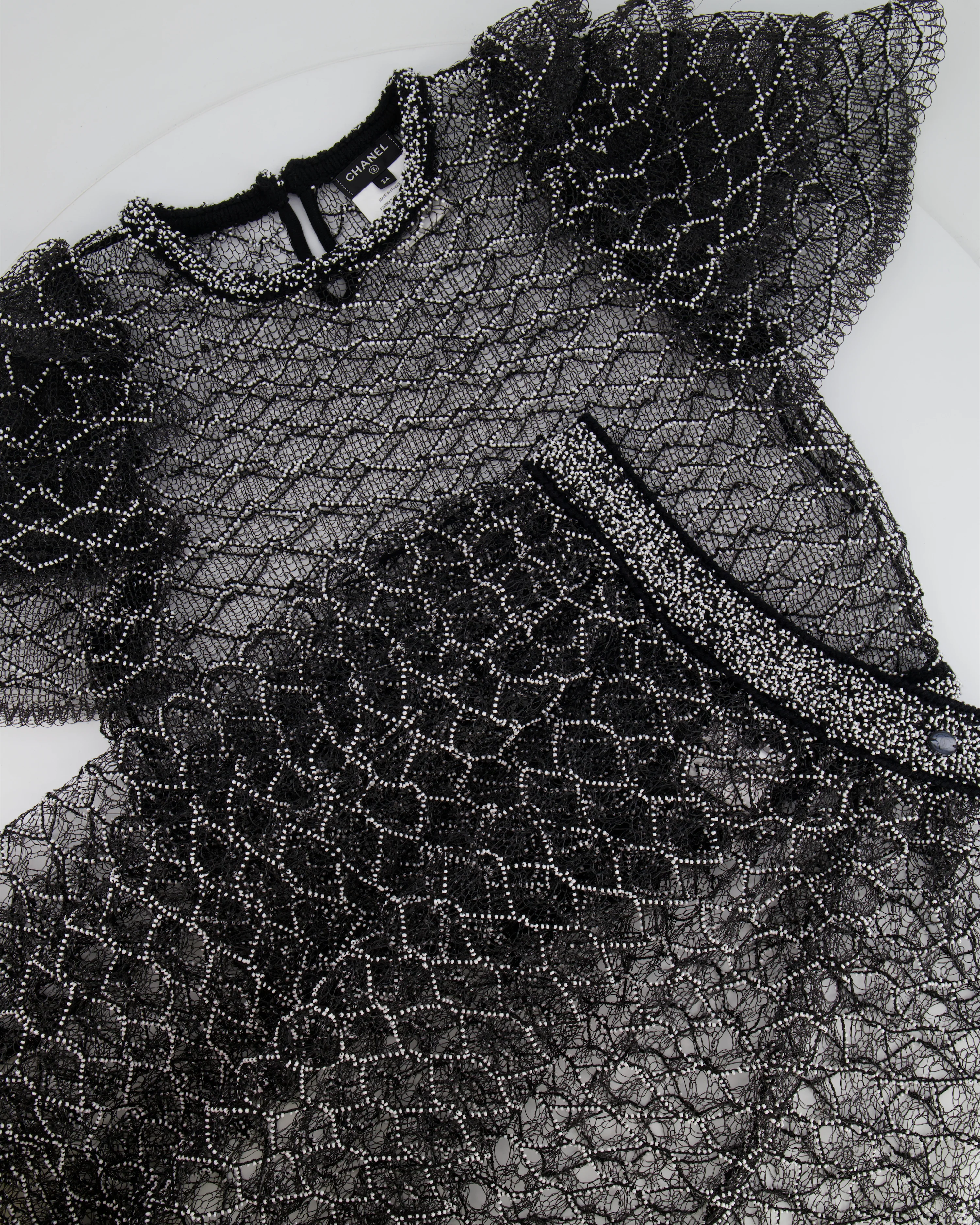 Chanel Spring 2018 Black and Pearl Metallic Caged Top and Skirt Set Size FR 34 (UK 6) - Image 7