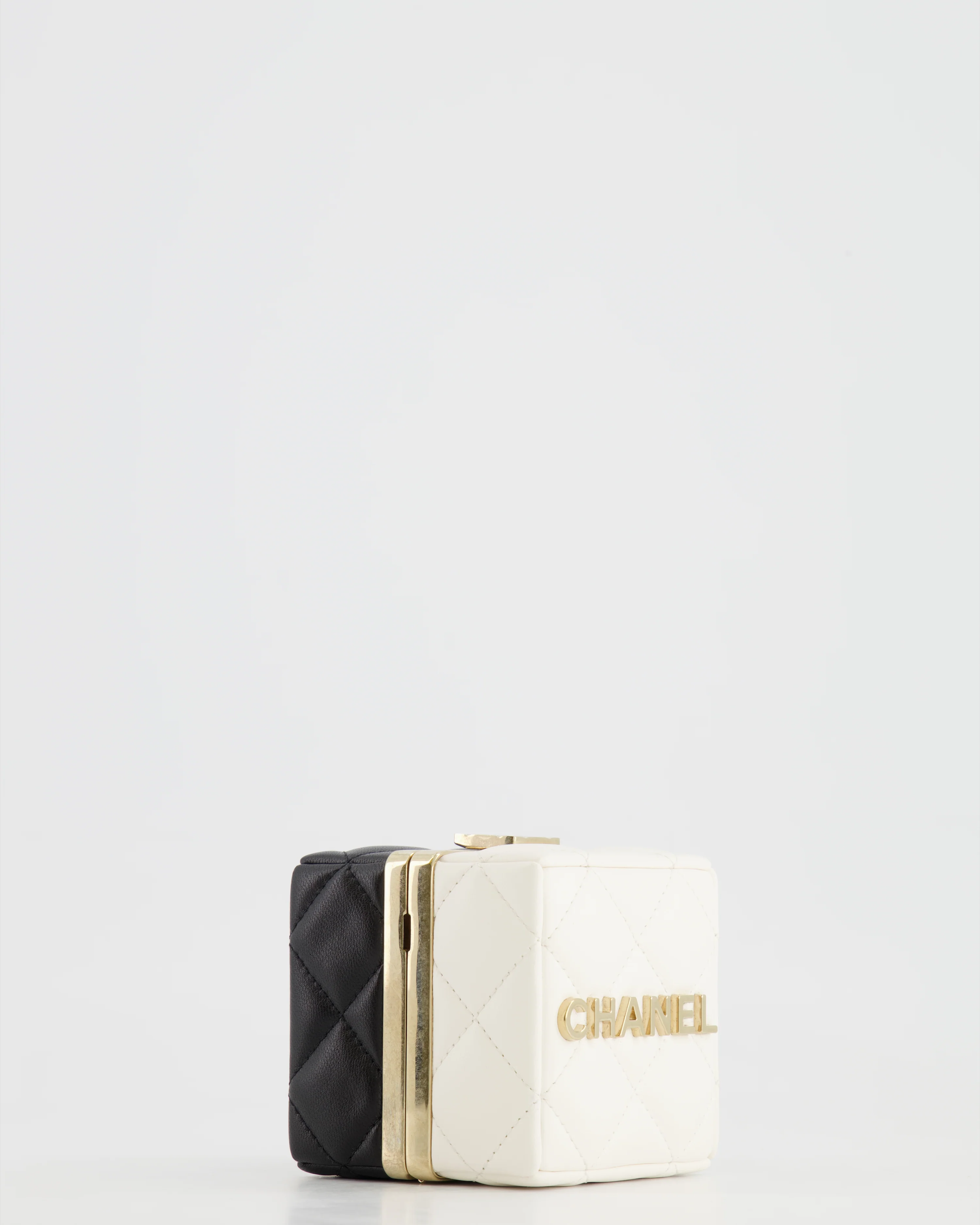 Chanel Black and White Micro Box Square Bag with Gold Hardware - Image 15
