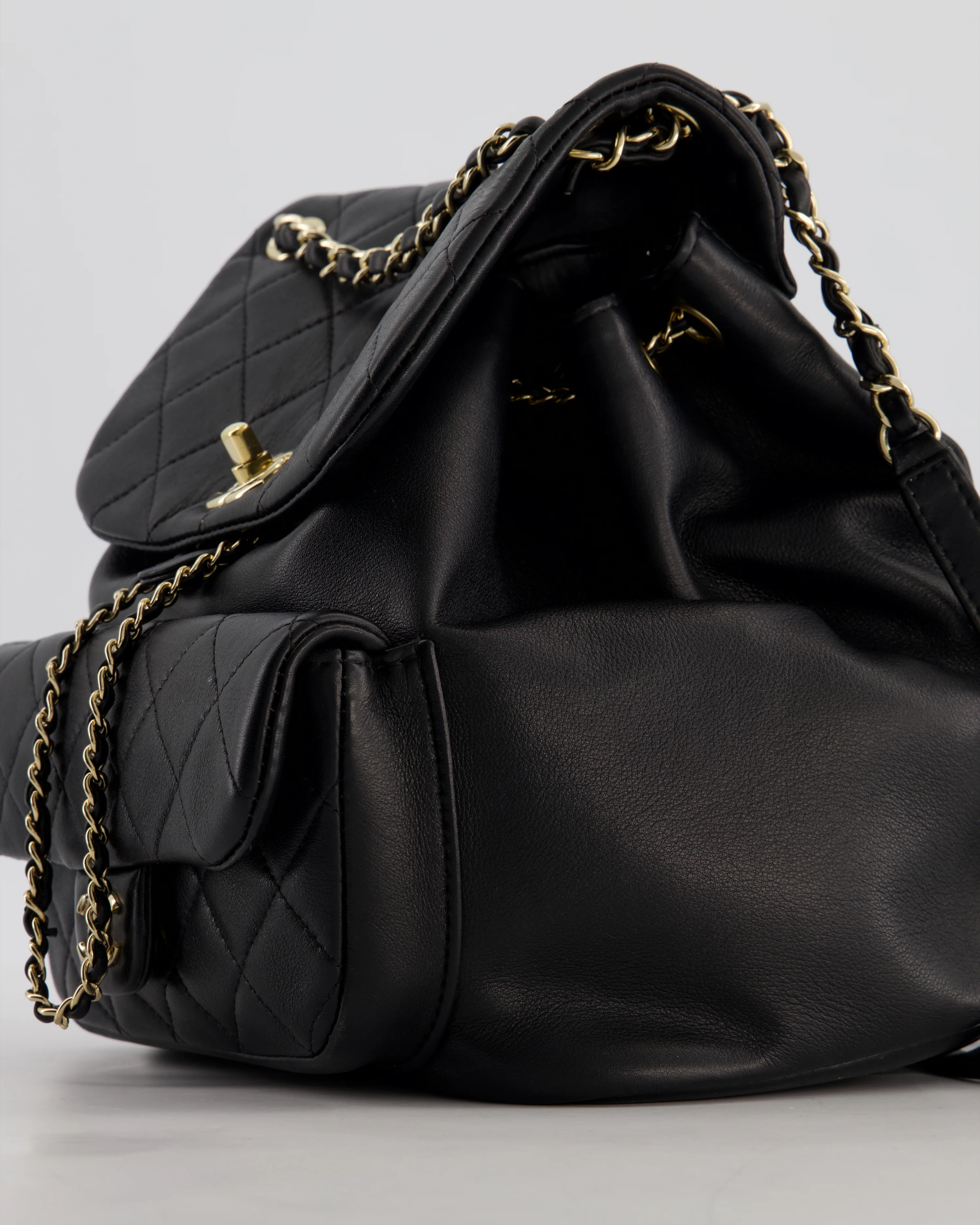 Chanel Black Calfskin Quilted Leather Backpack with Champagne Gold Hardware - Image 10