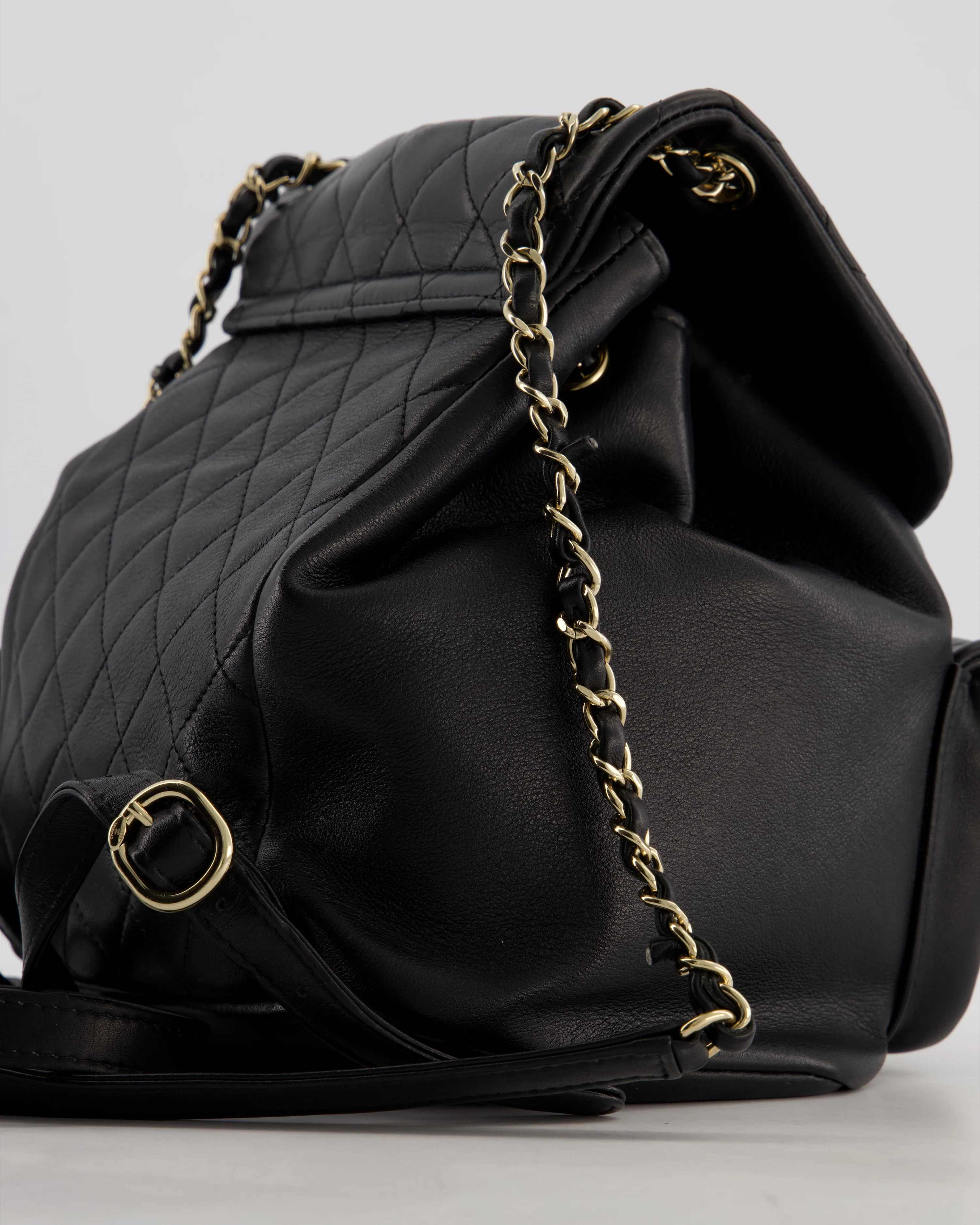 Chanel Black Calfskin Quilted Leather Backpack with Champagne Gold Hardware - Image 11