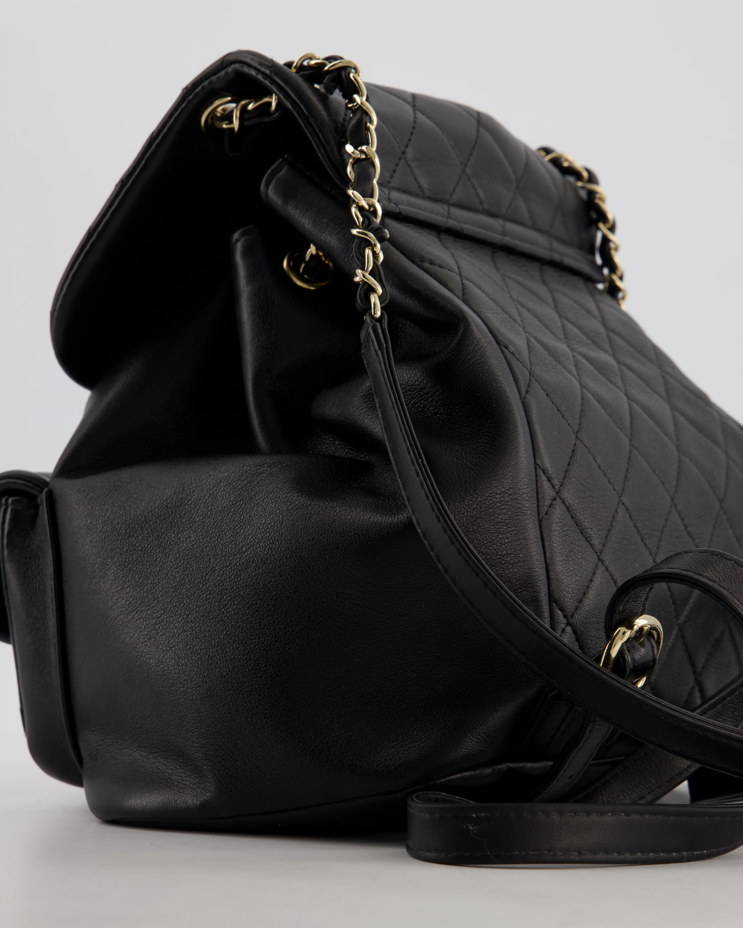 Chanel Black Calfskin Quilted Leather Backpack with Champagne Gold Hardware - Image 12