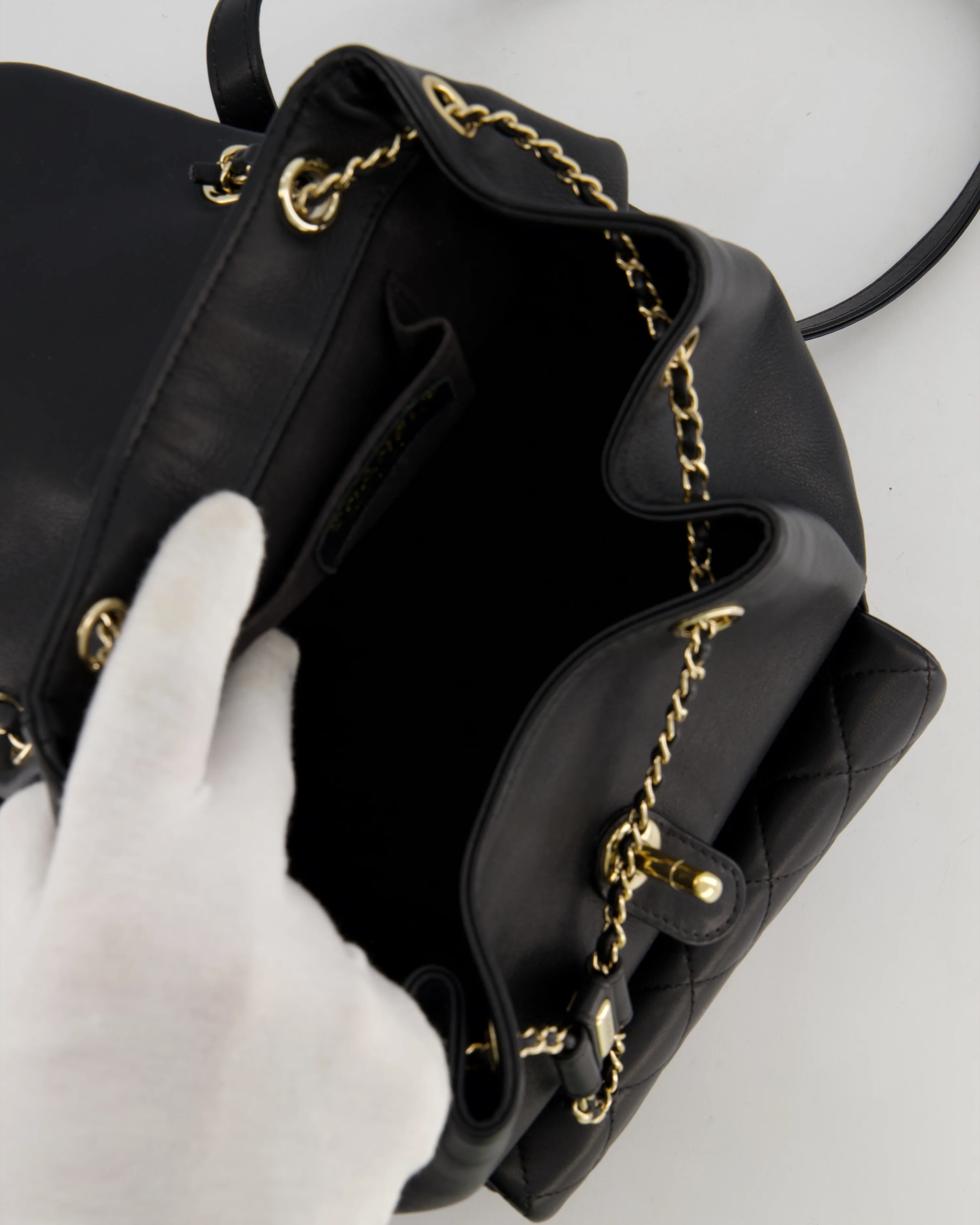 Chanel Black Calfskin Quilted Leather Backpack with Champagne Gold Hardware - Image 15