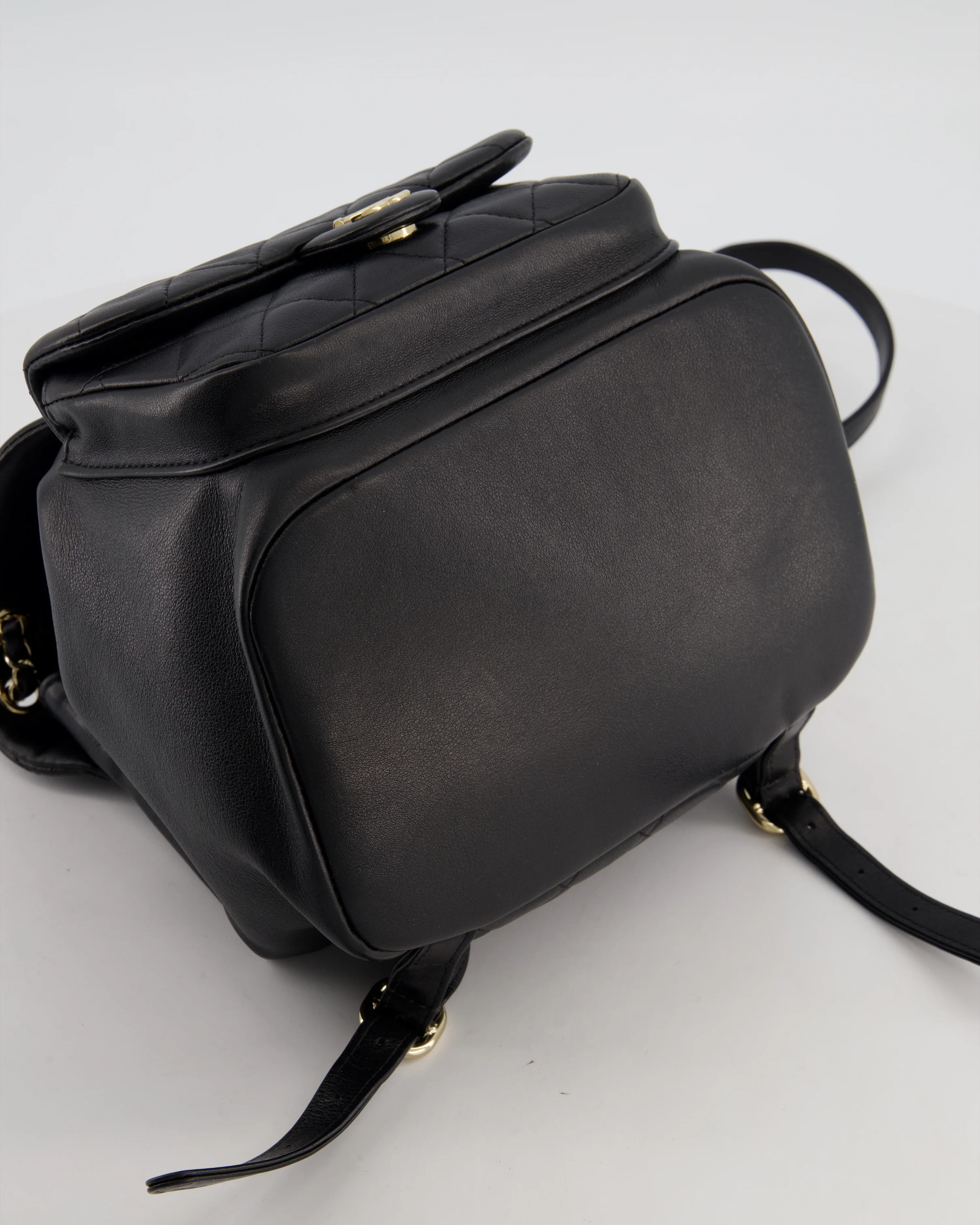 Chanel Black Calfskin Quilted Leather Backpack with Champagne Gold Hardware - Image 16