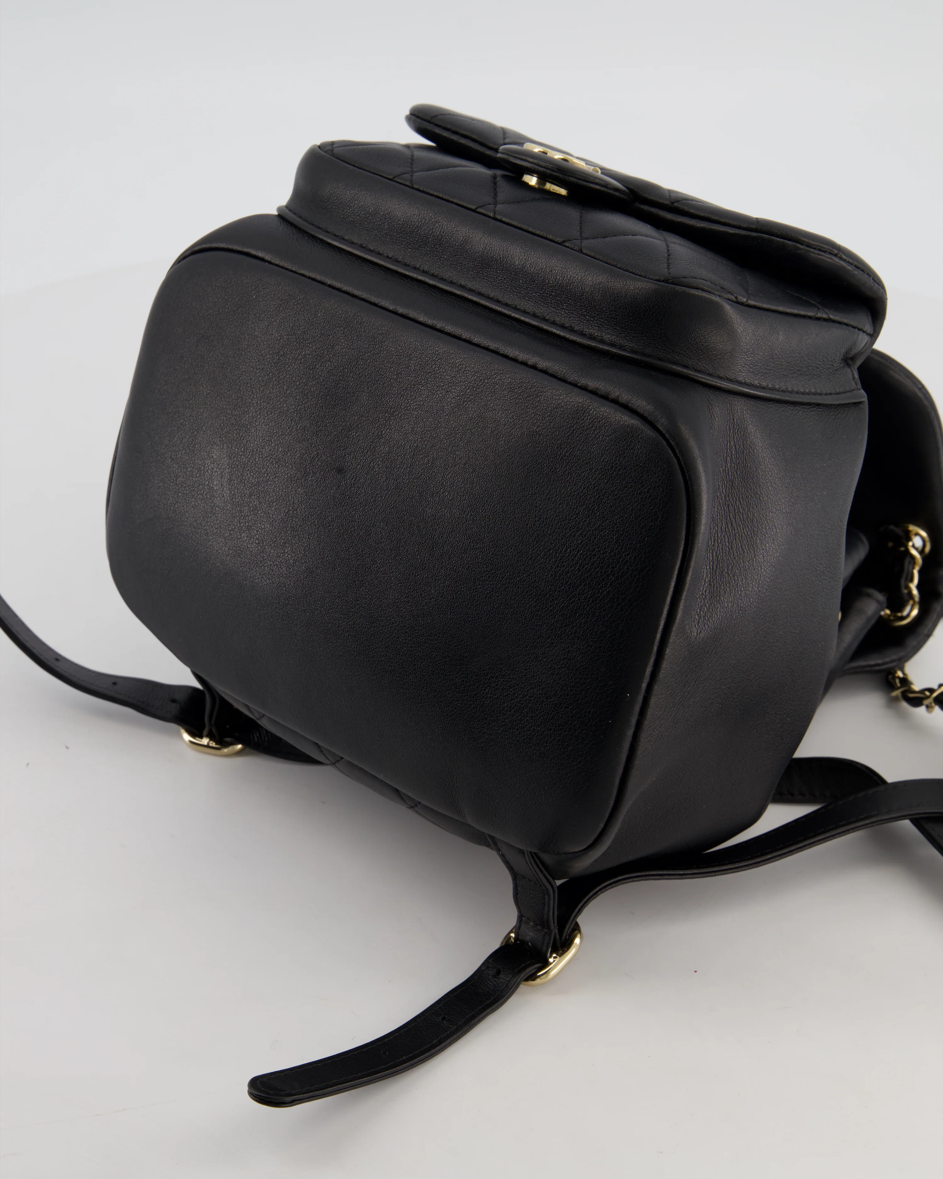 Chanel Black Calfskin Quilted Leather Backpack with Champagne Gold Hardware - Image 18