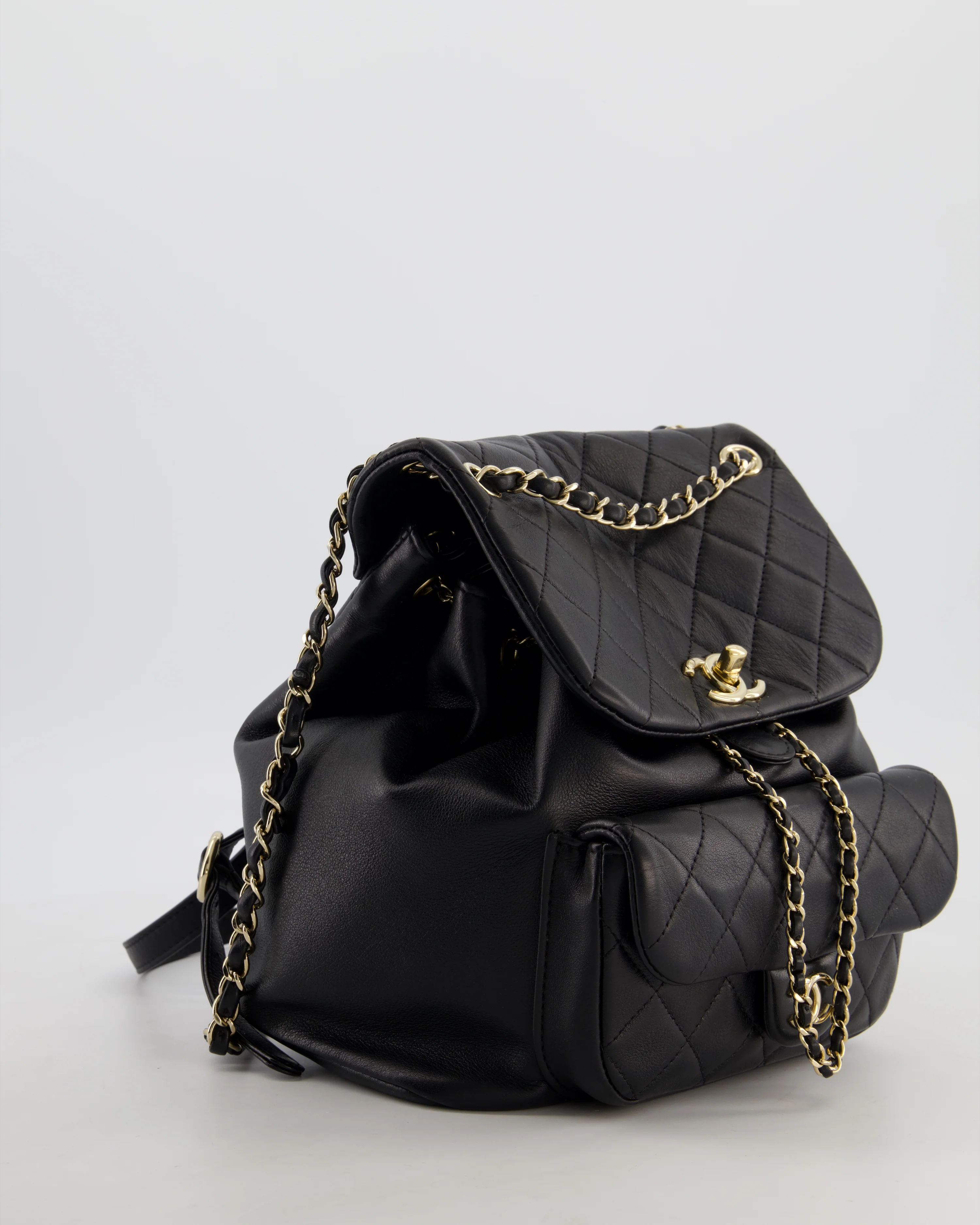 Chanel Black Calfskin Quilted Leather Backpack with Champagne Gold Hardware - Image 2