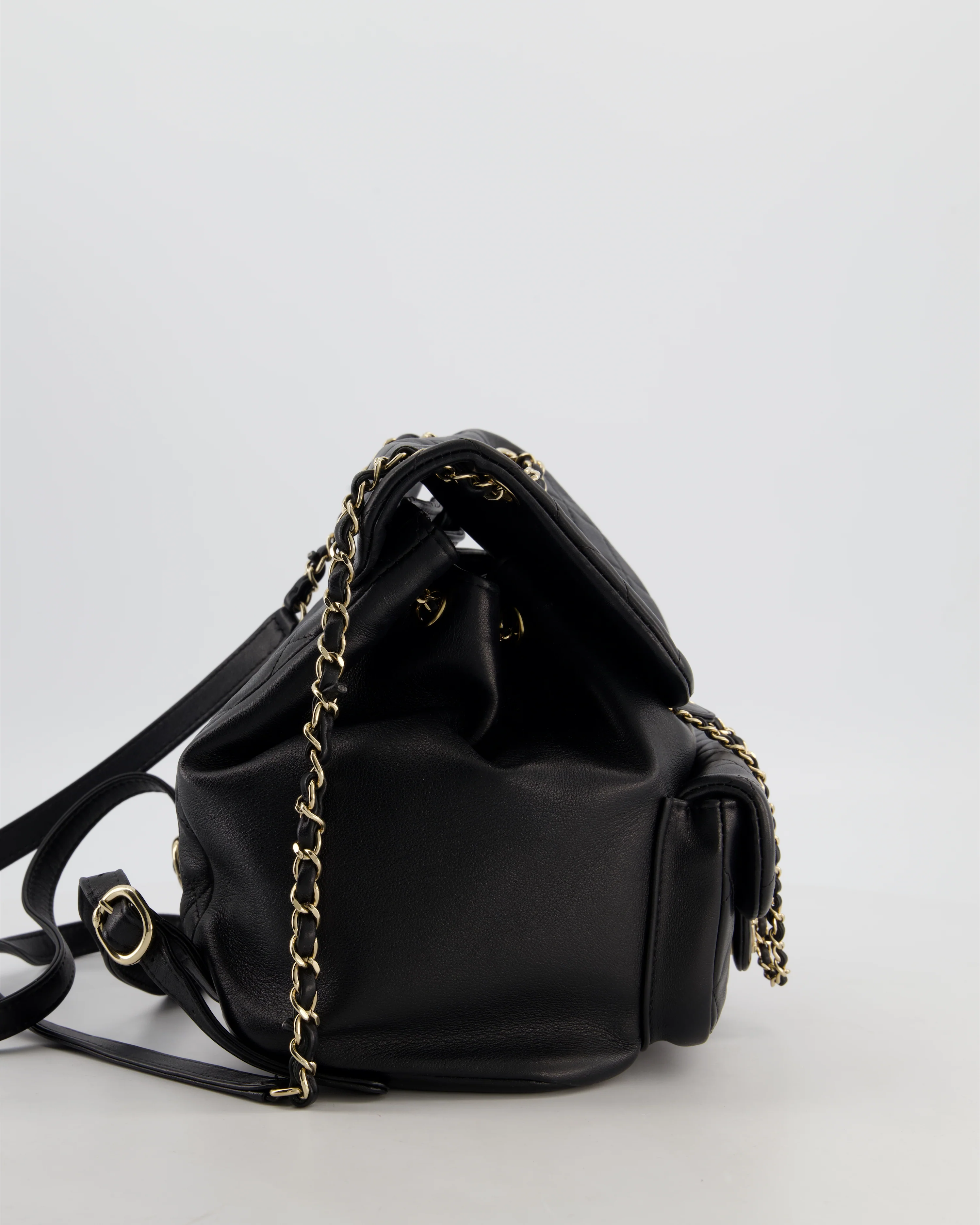 Chanel Black Calfskin Quilted Leather Backpack with Champagne Gold Hardware - Image 3