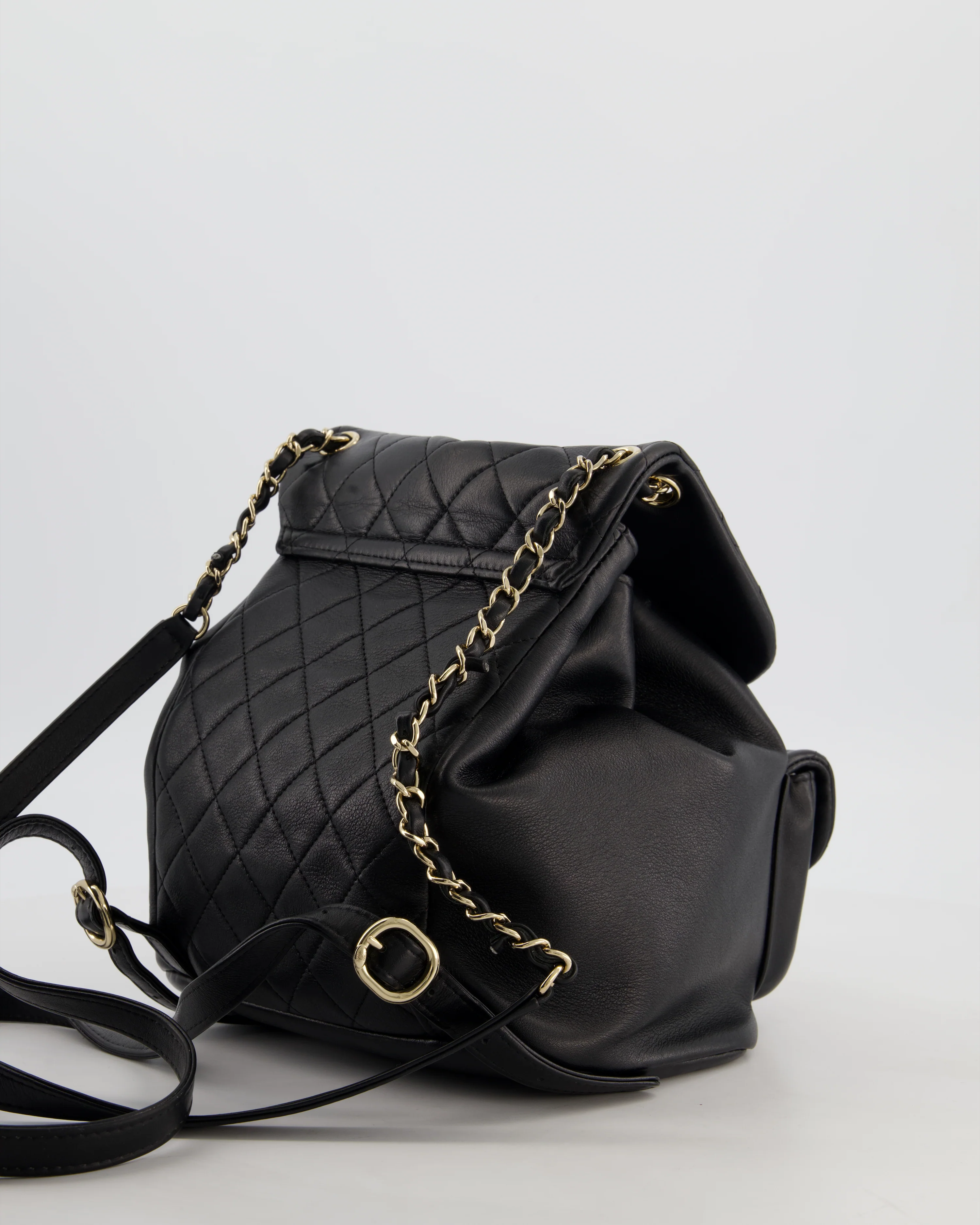 Chanel Black Calfskin Quilted Leather Backpack with Champagne Gold Hardware - Image 4