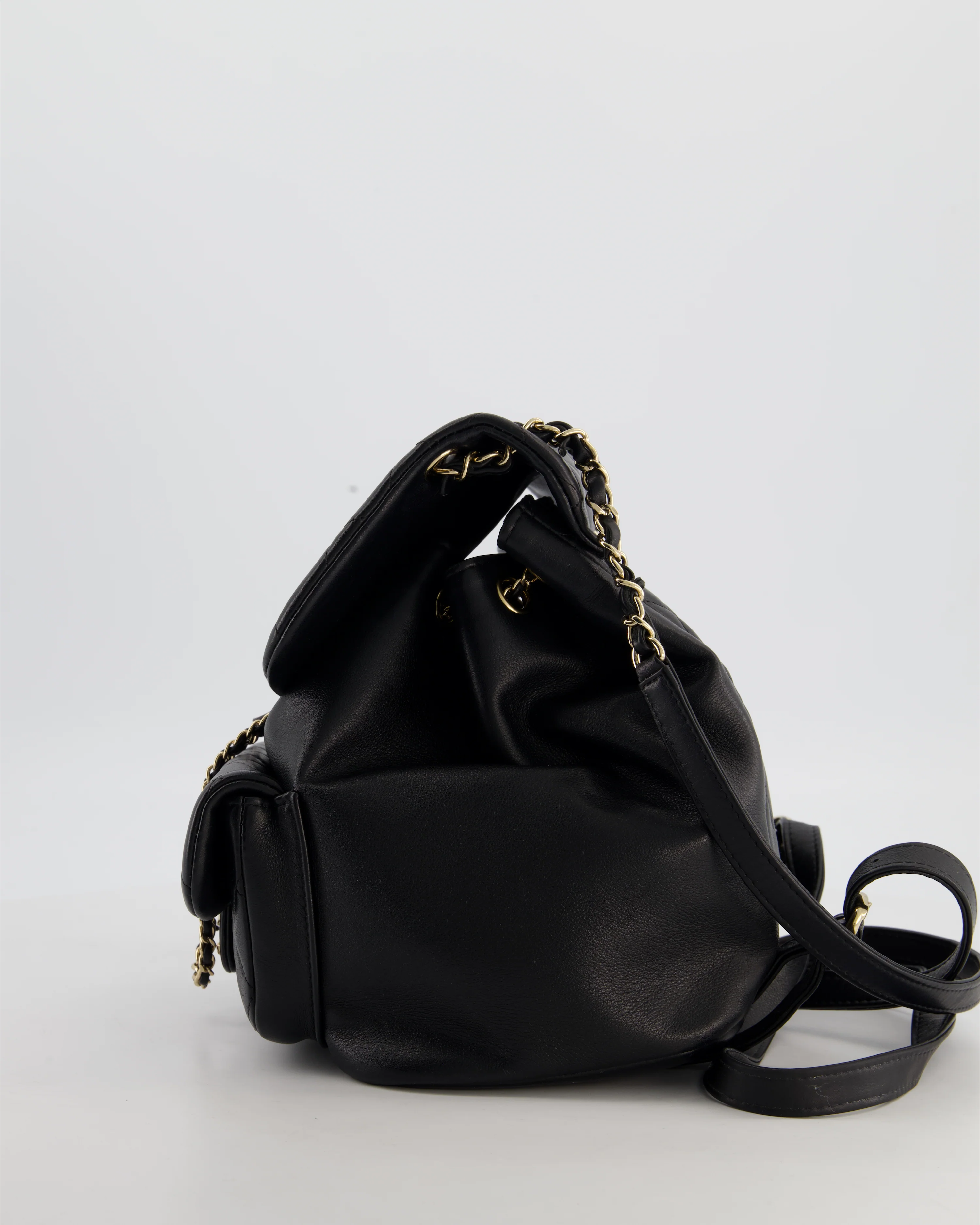 Chanel Black Calfskin Quilted Leather Backpack with Champagne Gold Hardware - Image 7