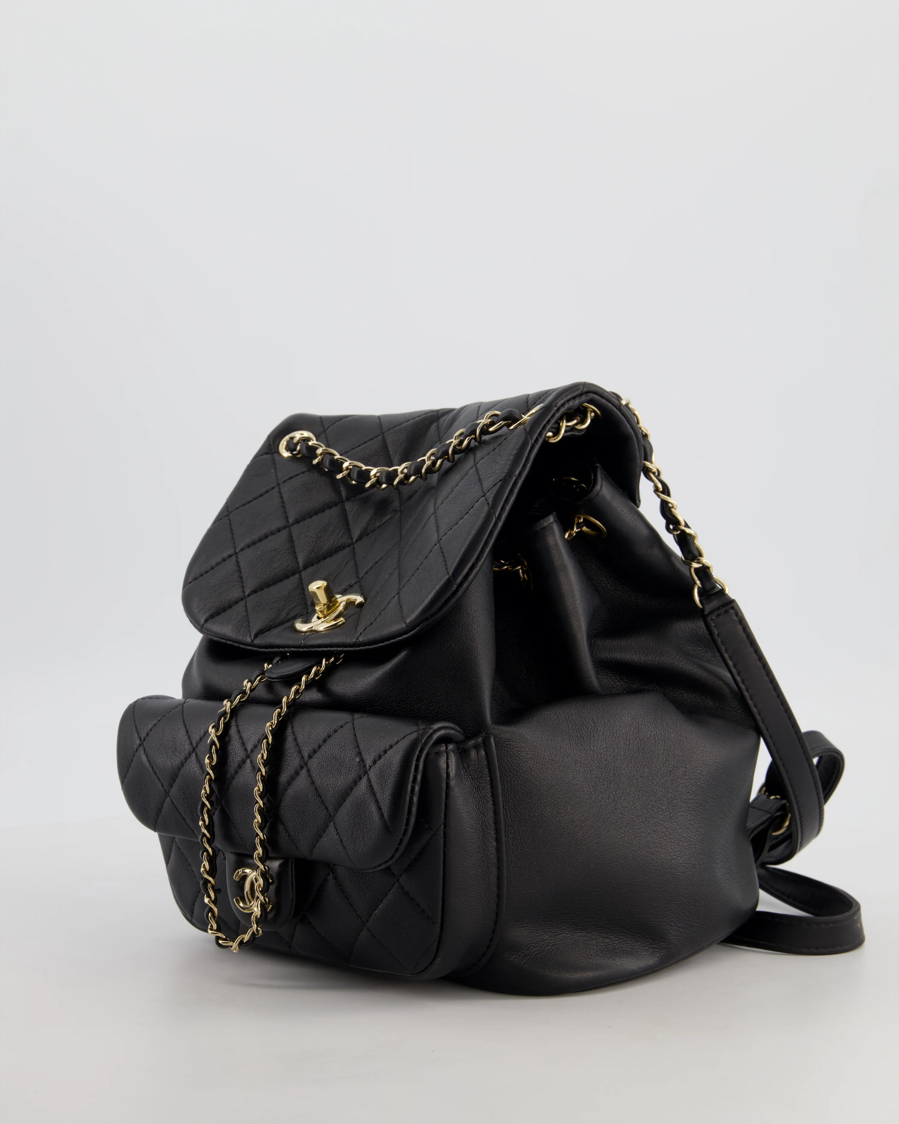 Chanel Black Calfskin Quilted Leather Backpack with Champagne Gold Hardware - Image 8