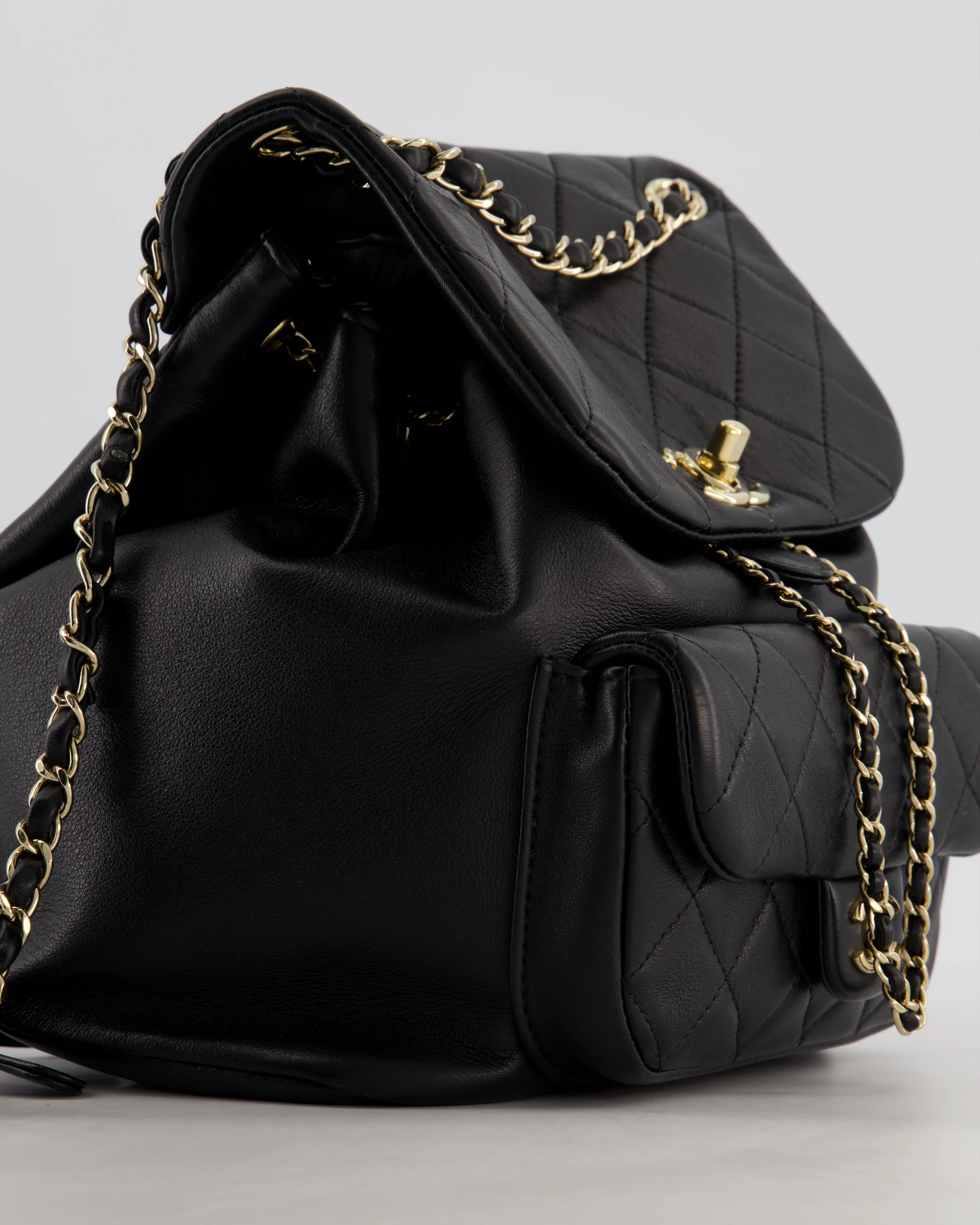 Chanel Black Calfskin Quilted Leather Backpack with Champagne Gold Hardware - Image 9