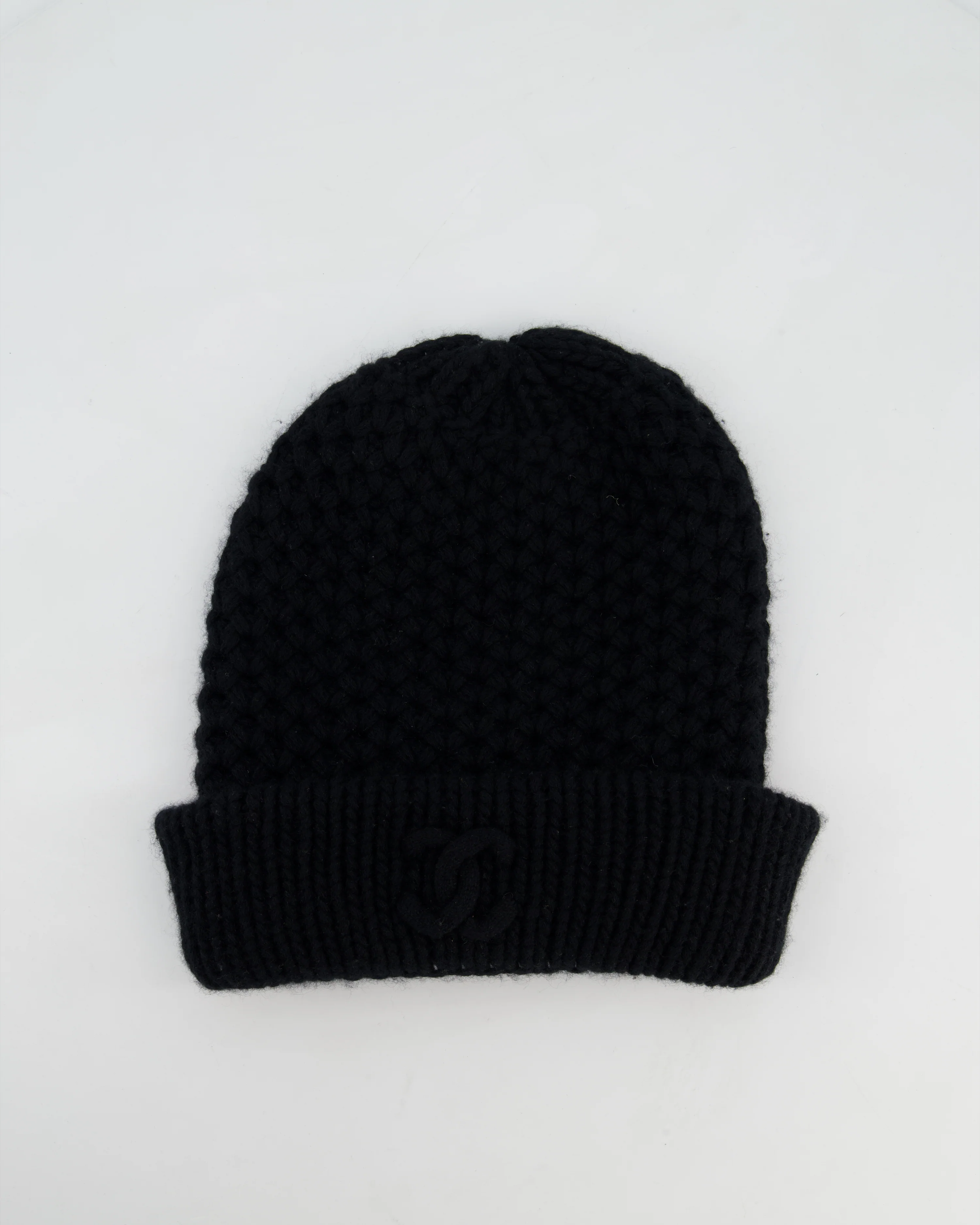 Chanel Black Cashmere Beanie Hat with CC Logo OS - Image 7