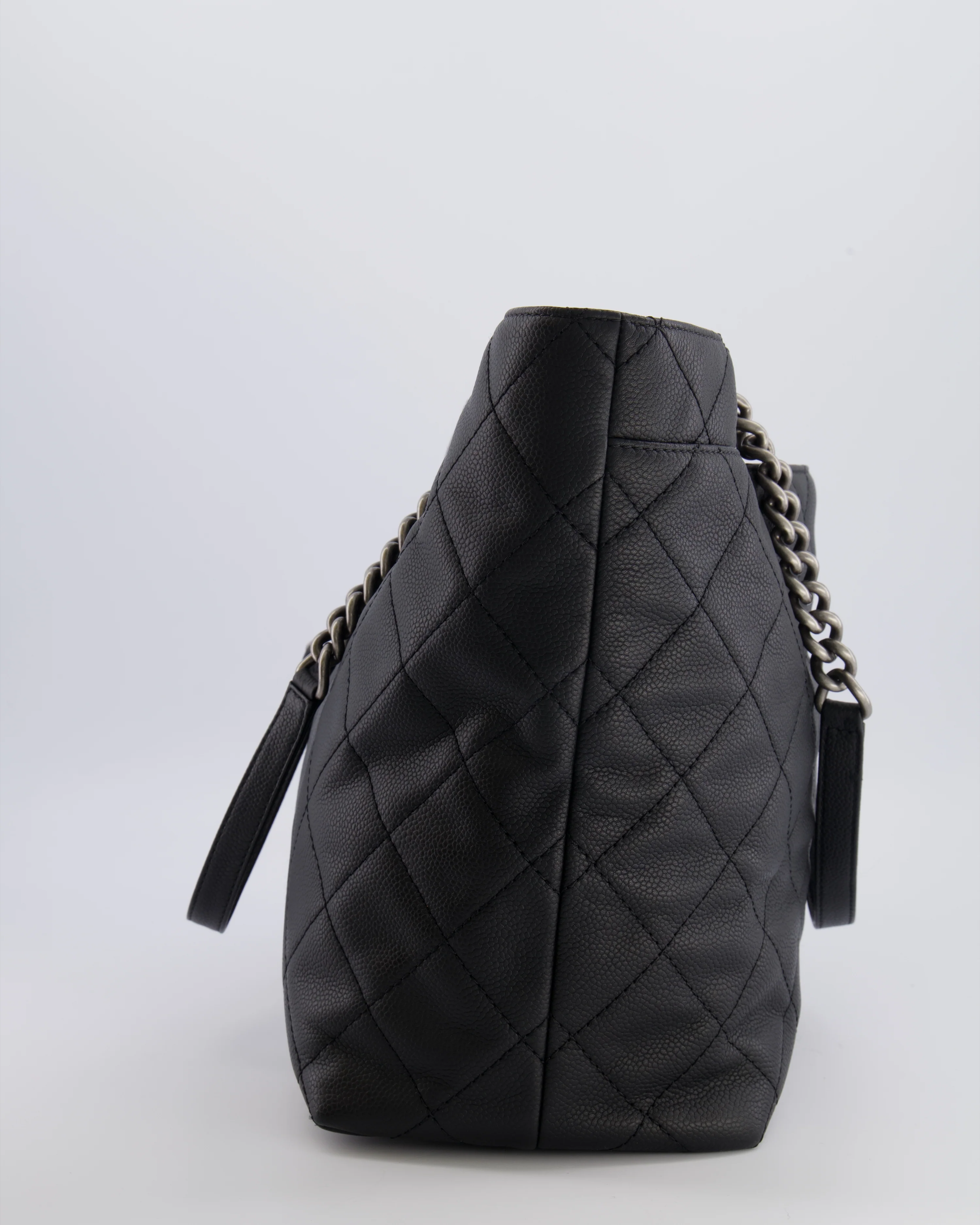 Chanel Black Caviar Leather Shopping Tote Bag with Ruthenium Hardware - Image 6