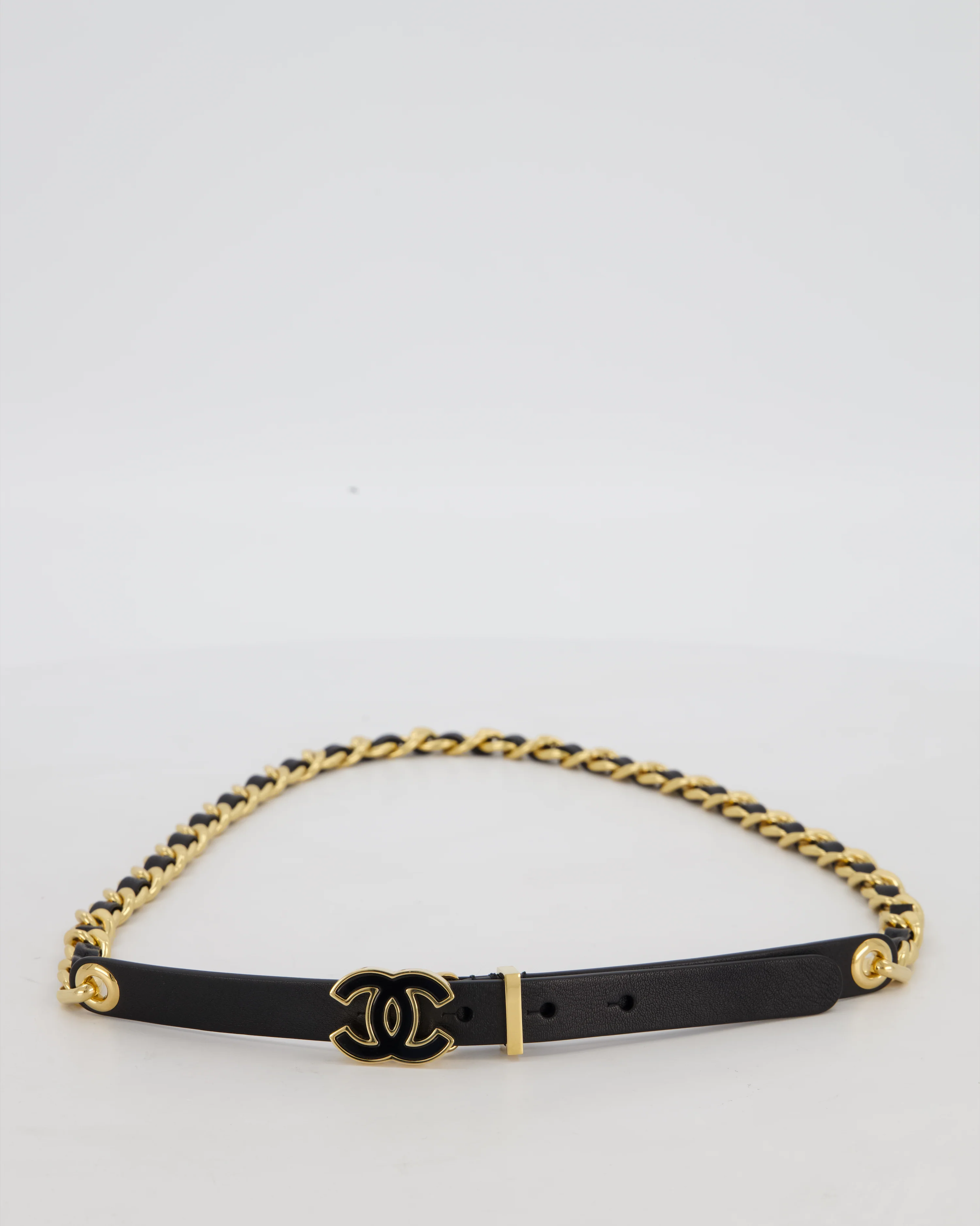 Chanel Black CC Leather Weaved Chain Belt Size 80cm - Image 2