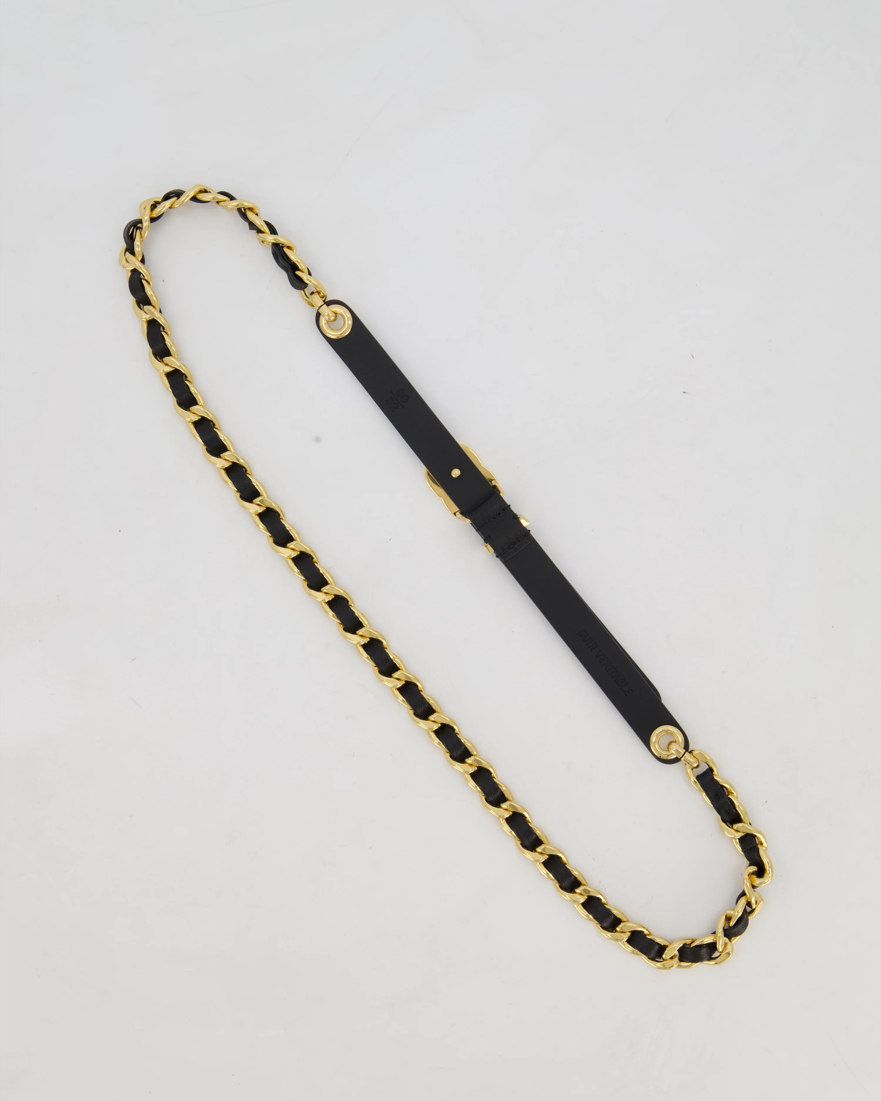 Chanel Black CC Leather Weaved Chain Belt Size 80cm - Image 5