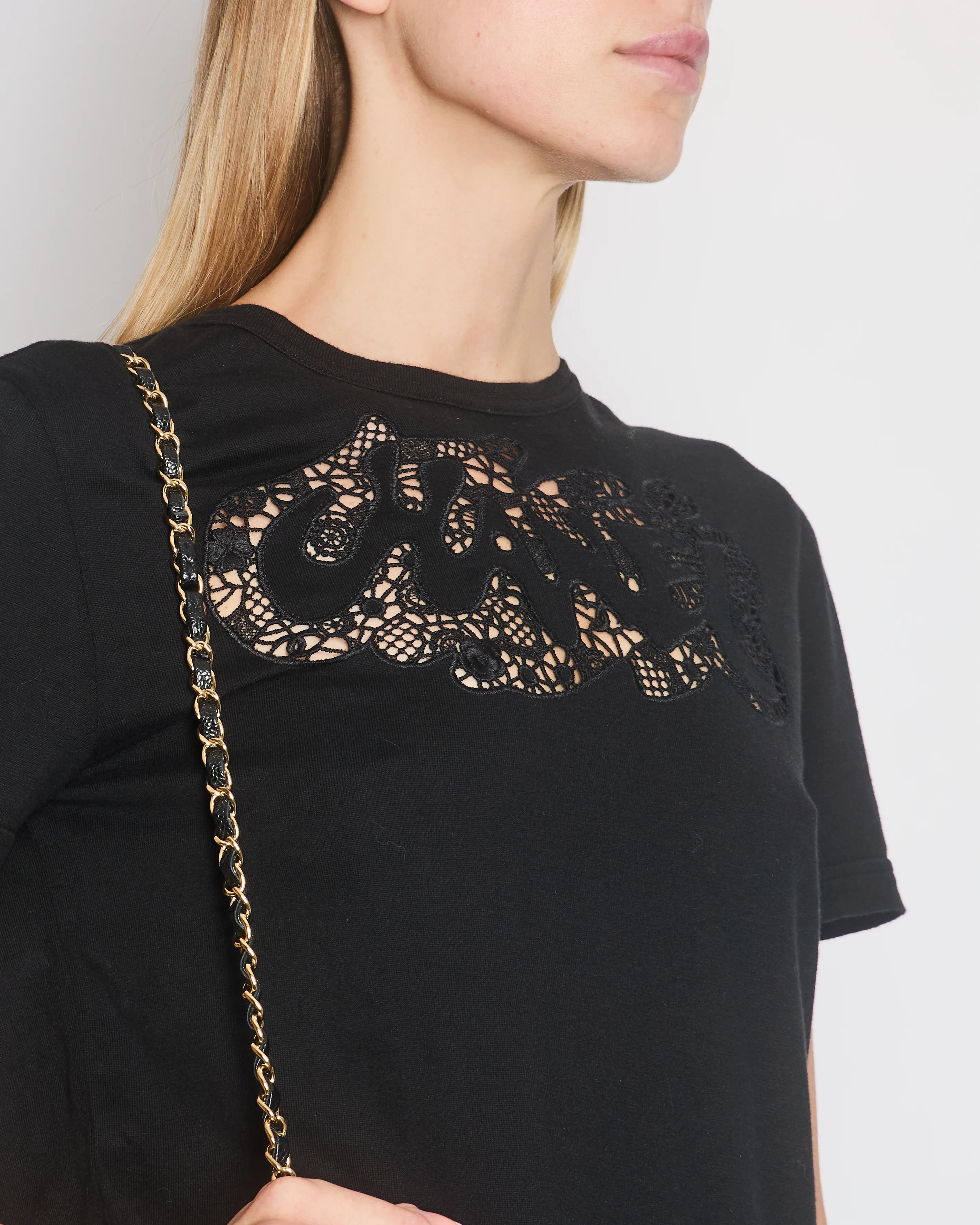 Chanel Black Crochet Logo T-Shirt Size FR 34/36 (UK 6/8) - Image 2