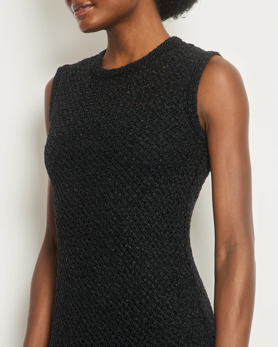 Chanel Black Crochet Mini Sleeveless Dress with CC Logo Button Detailing Size FR 38 (UK 10) - Image 12