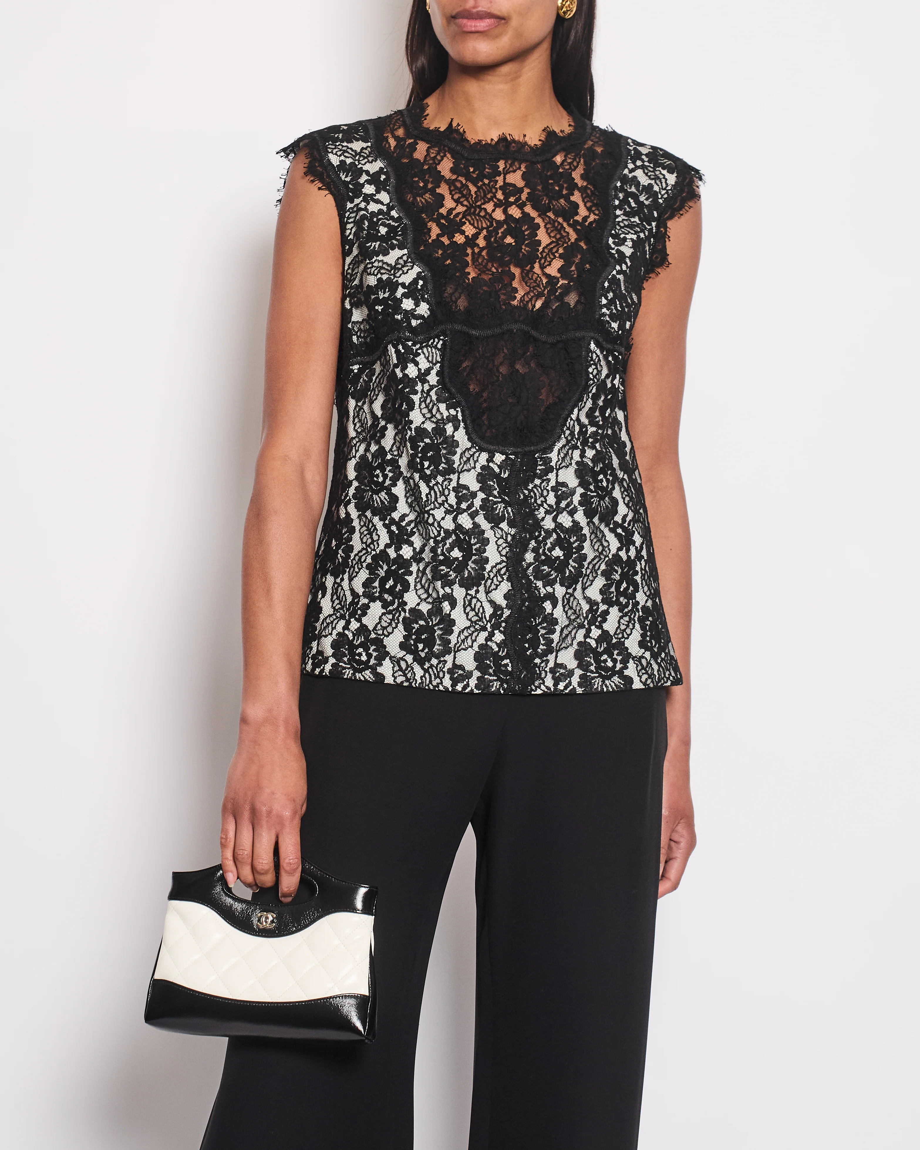 Chanel 14C Black Double Breasted Lace Blazer with Matching Short Sleeve Vest Size FR 42 (UK 14) - Image 3