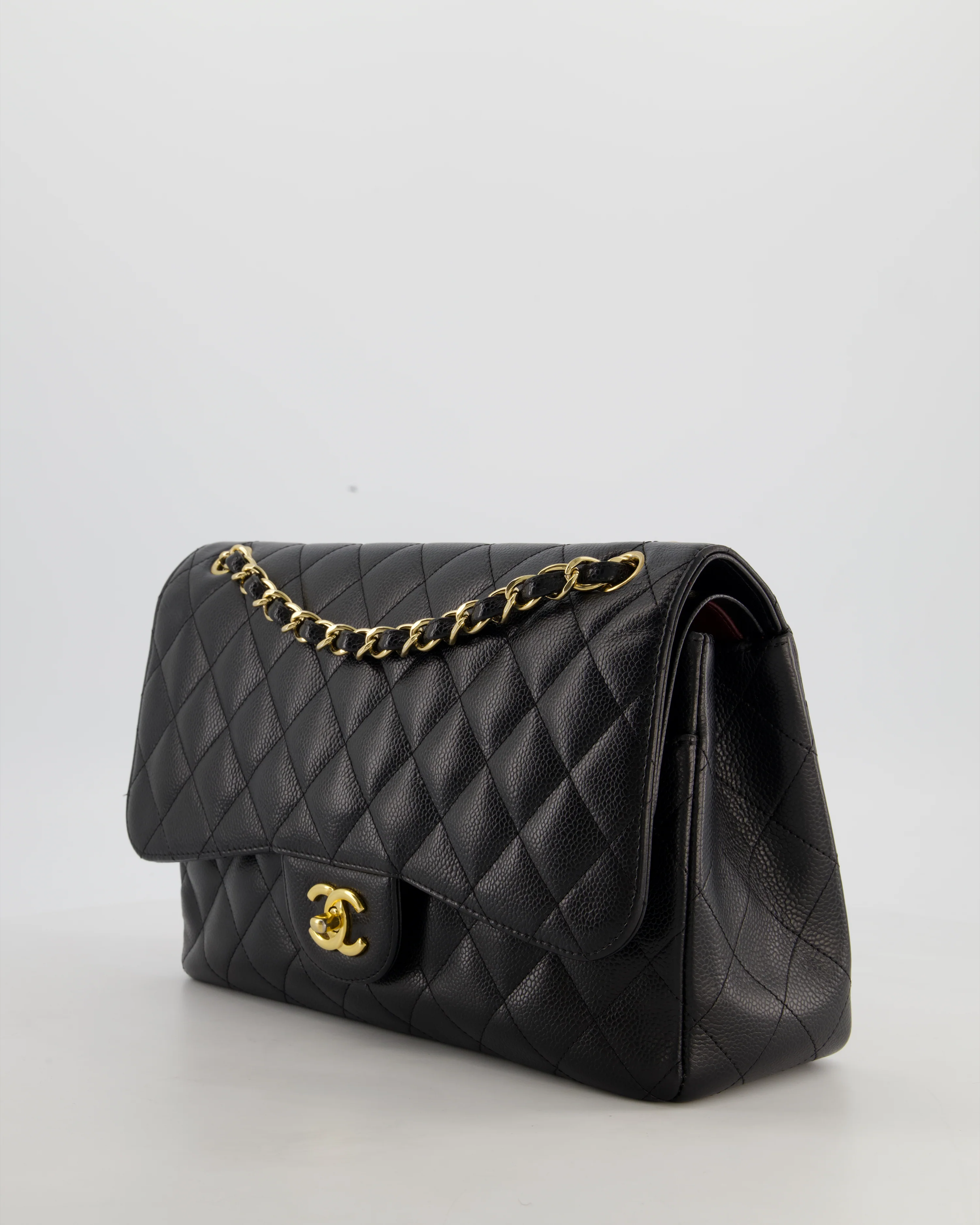 Chanel Black Jumbo Classic Double Flap Bag in Caviar Leather with Gold Hardware - Image 10