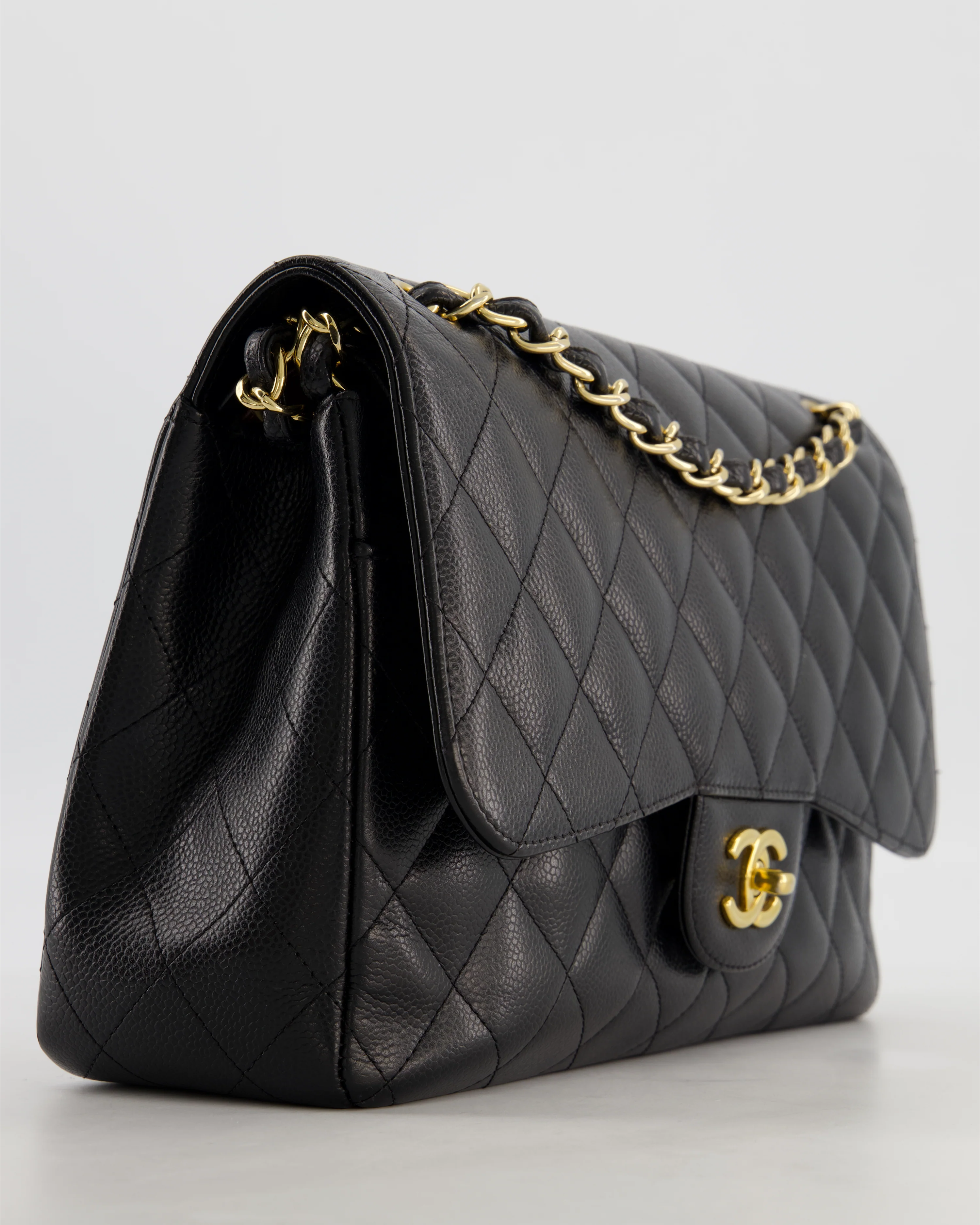 Chanel Black Jumbo Classic Double Flap Bag in Caviar Leather with Gold Hardware - Image 11
