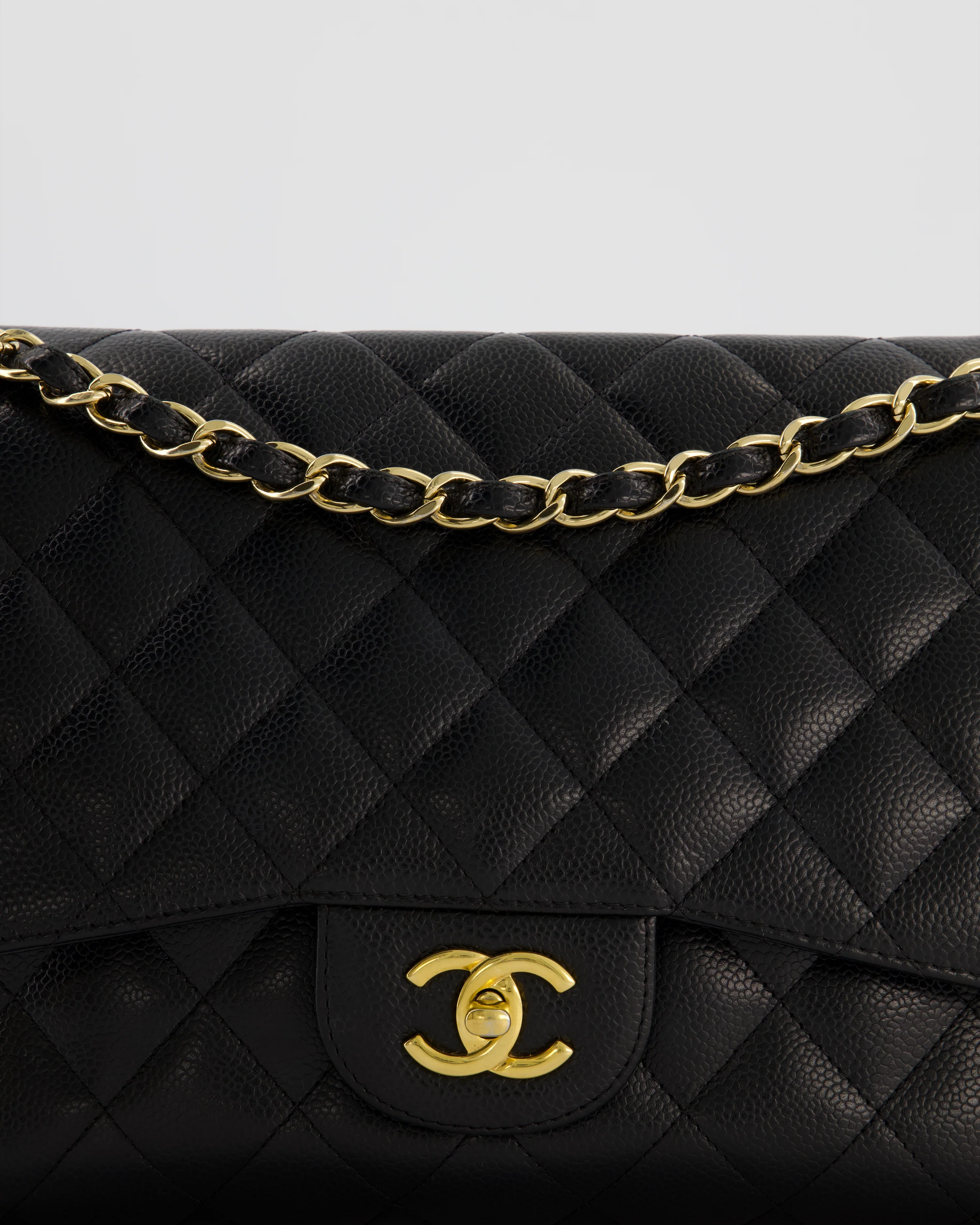 Chanel Black Jumbo Classic Double Flap Bag in Caviar Leather with Gold Hardware - Image 18