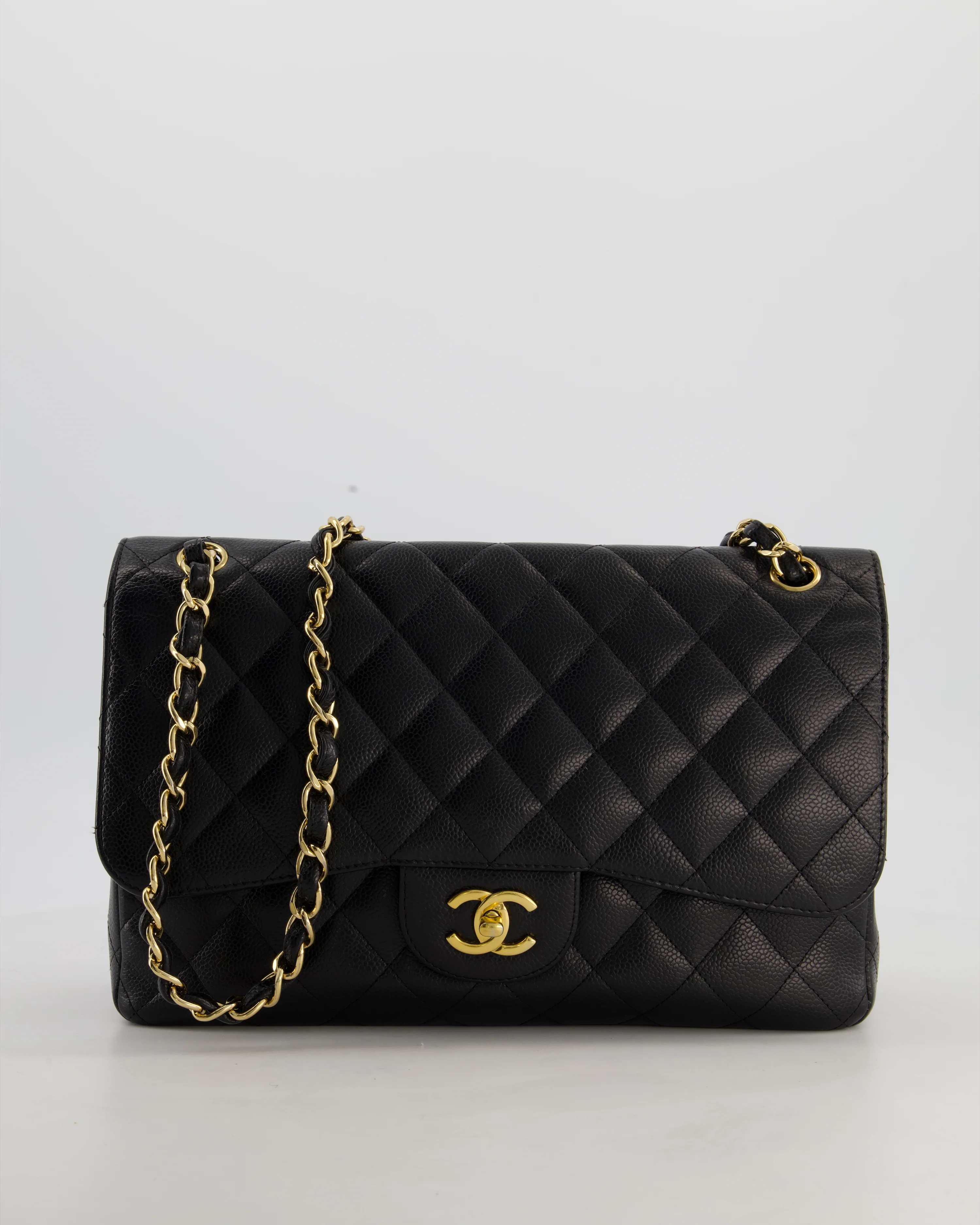 Chanel Black Jumbo Classic Double Flap Bag in Caviar Leather with Gold Hardware - Image 3