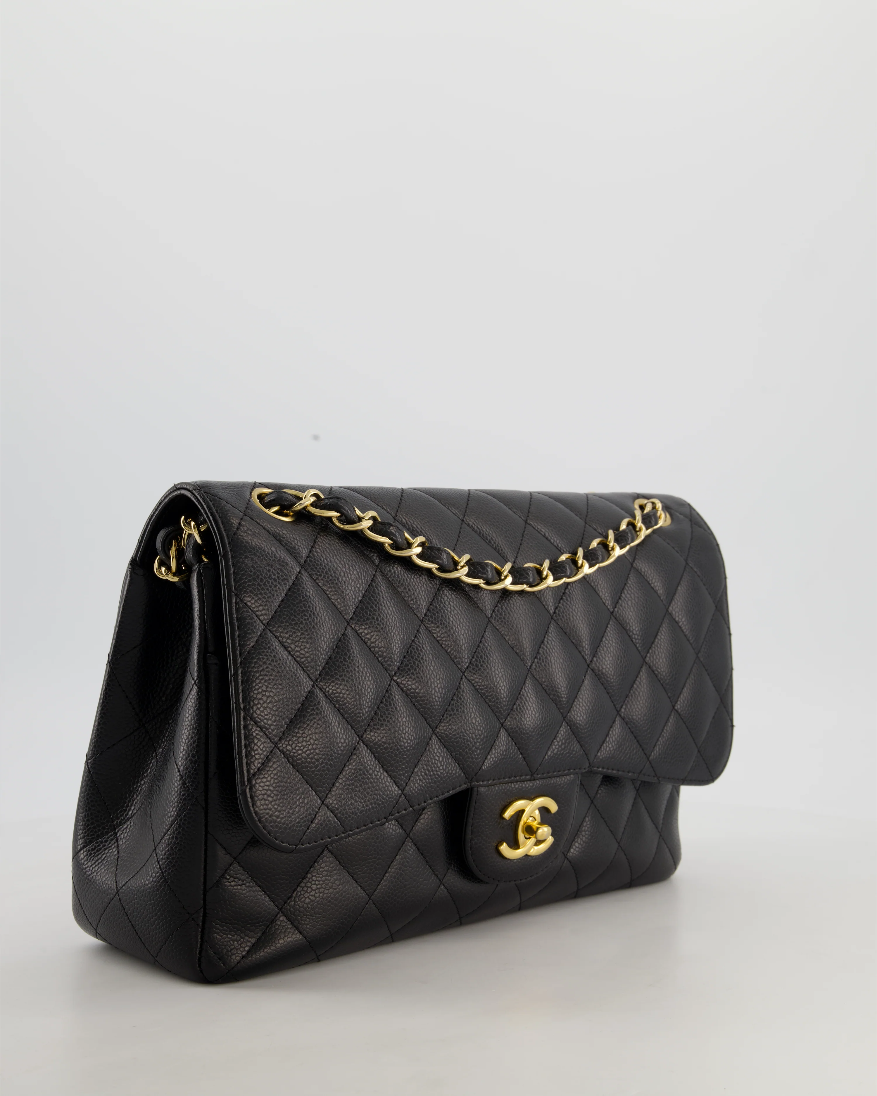 Chanel Black Jumbo Classic Double Flap Bag in Caviar Leather with Gold Hardware - Image 4