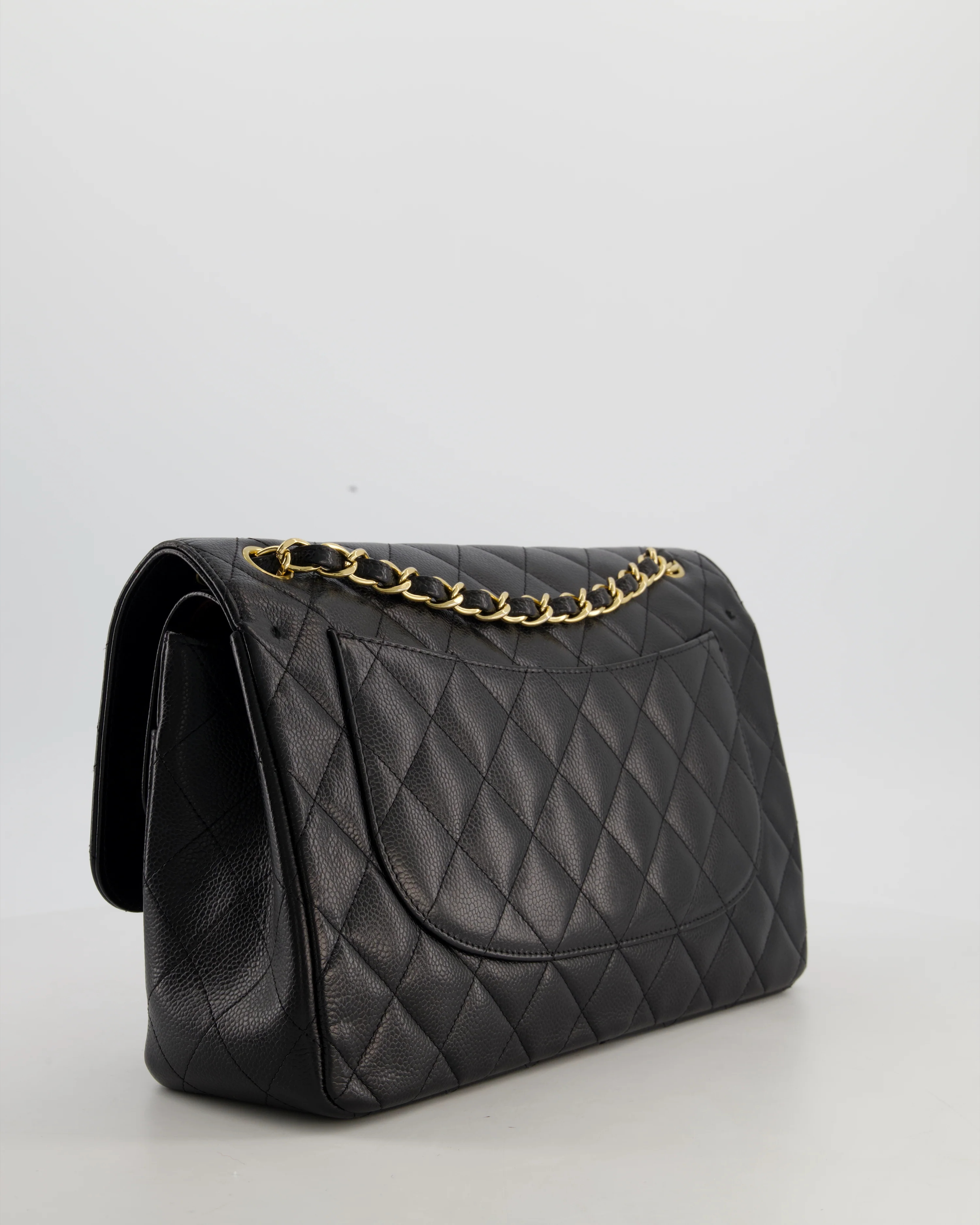 Chanel Black Jumbo Classic Double Flap Bag in Caviar Leather with Gold Hardware - Image 8