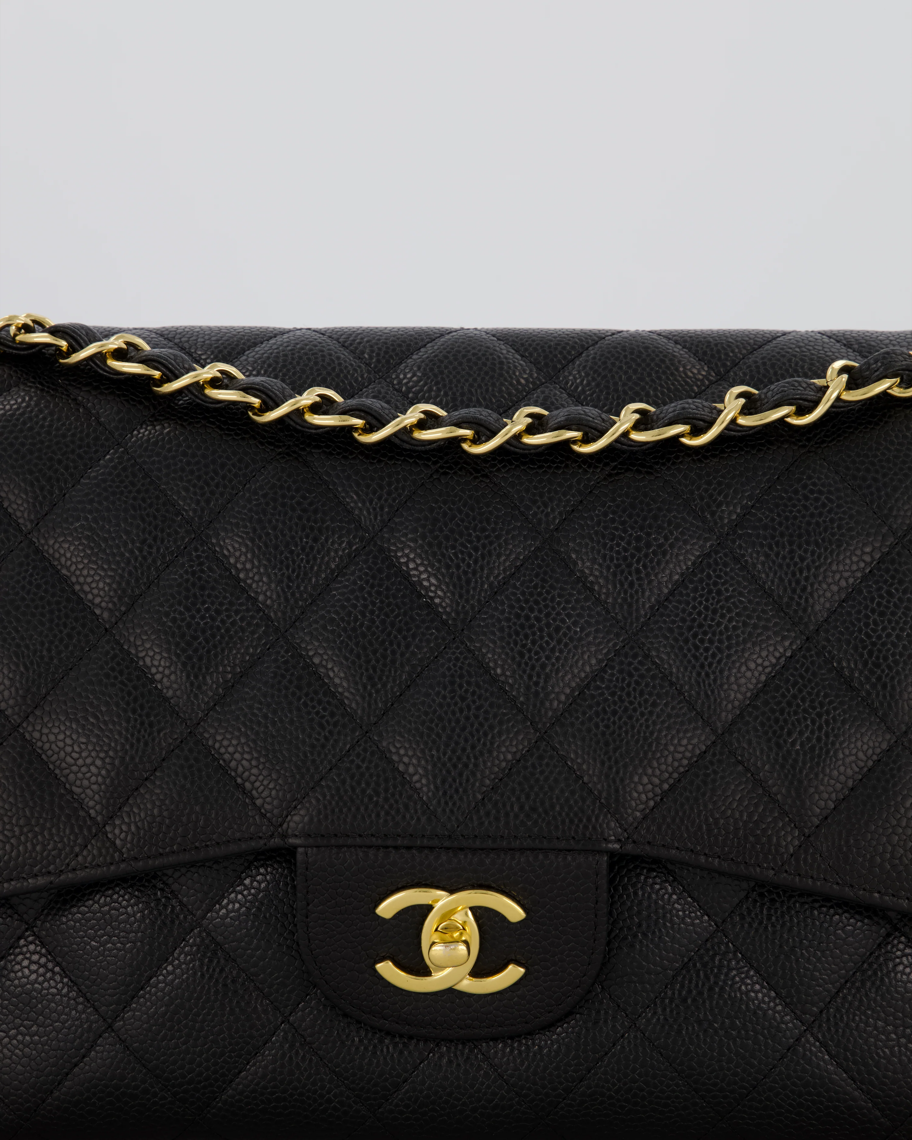 Chanel Black Jumbo Classic Double Flap Bag in Caviar Leather with Gold Hardware - Image 18