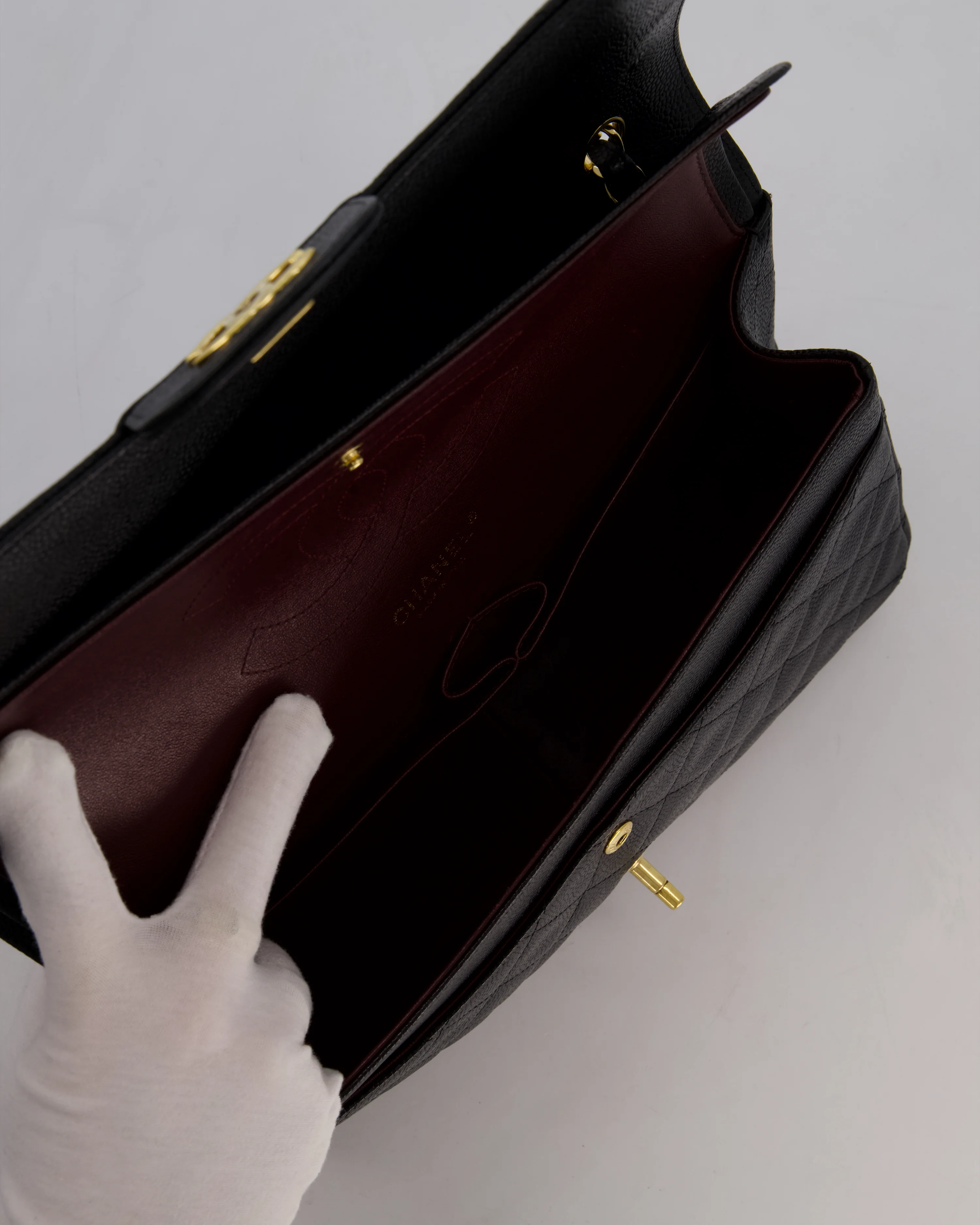 Chanel Black Jumbo Classic Double Flap Bag in Caviar Leather with Gold Hardware - Image 20