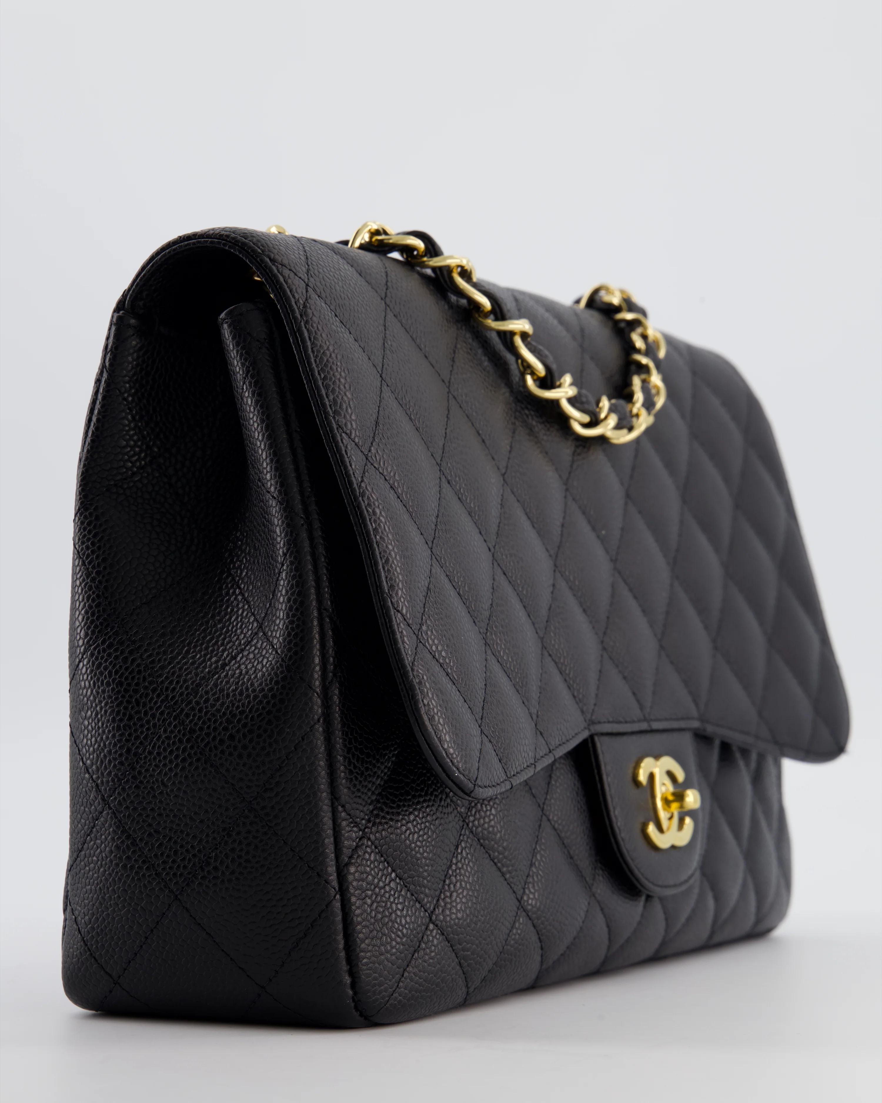 Chanel Black Jumbo Classic Single Flap Bag in Caviar Leather with Gold Hardware - Image 10