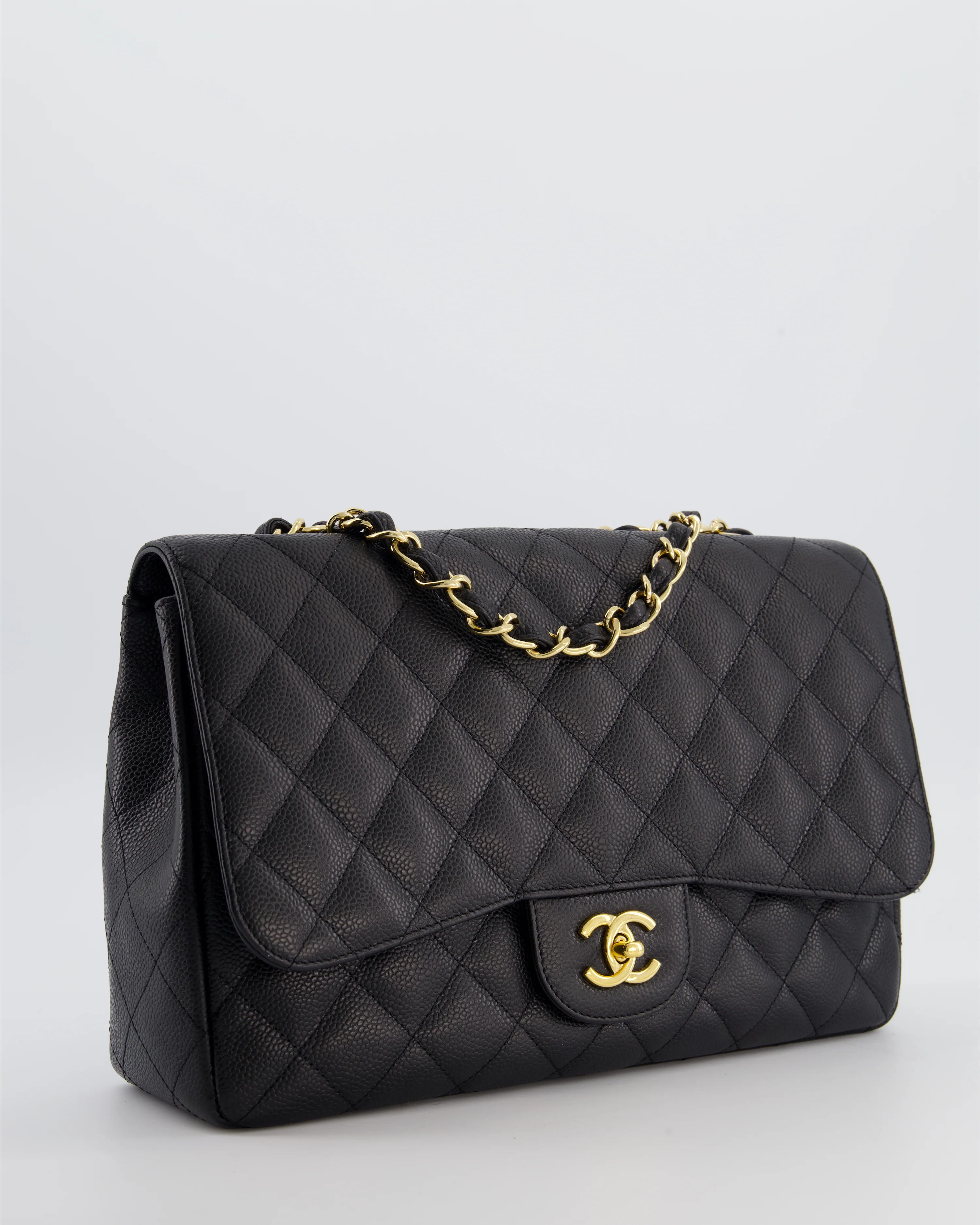 Chanel Black Jumbo Classic Single Flap Bag in Caviar Leather with Gold Hardware - Image 3