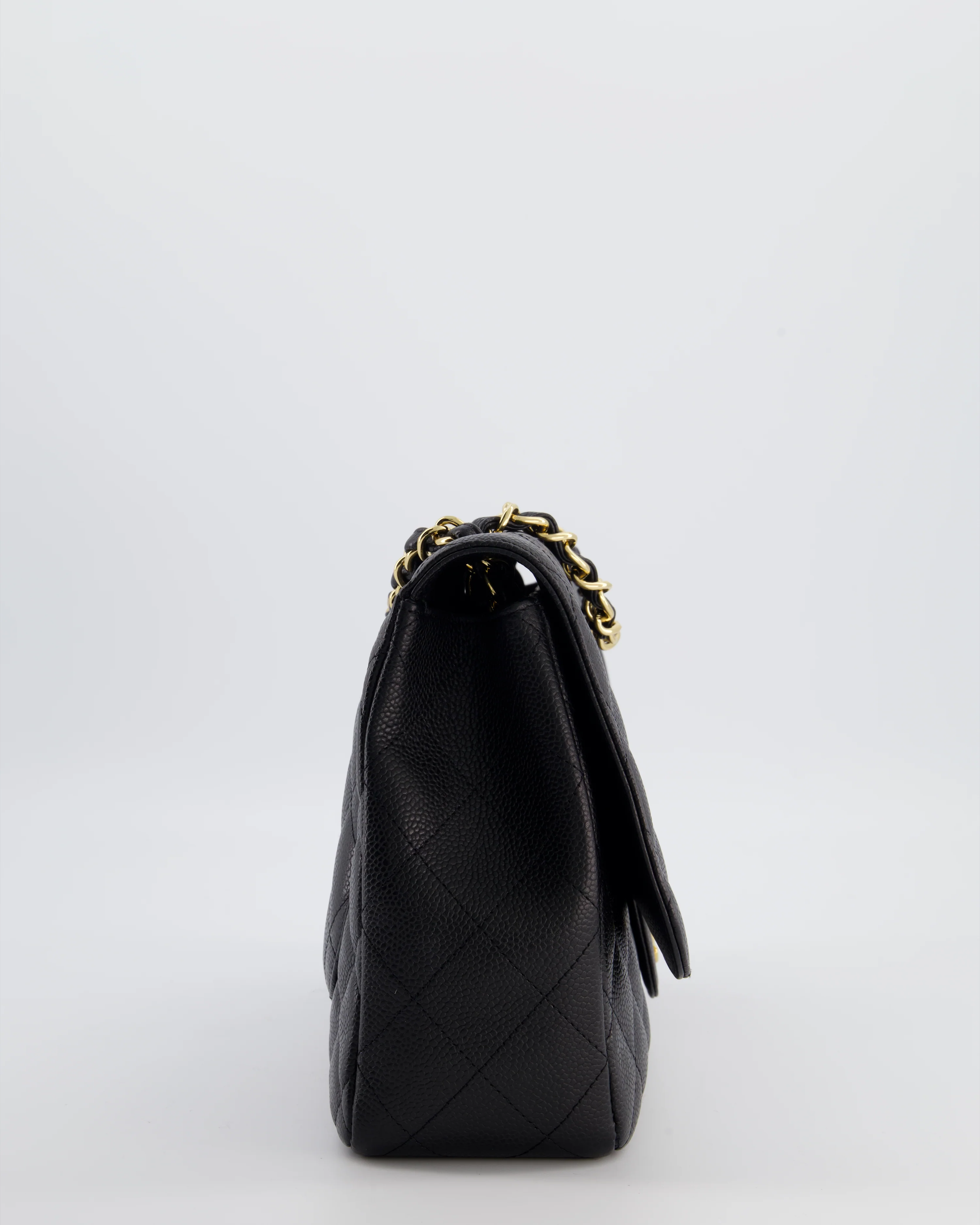 Chanel Black Jumbo Classic Single Flap Bag in Caviar Leather with Gold Hardware - Image 4