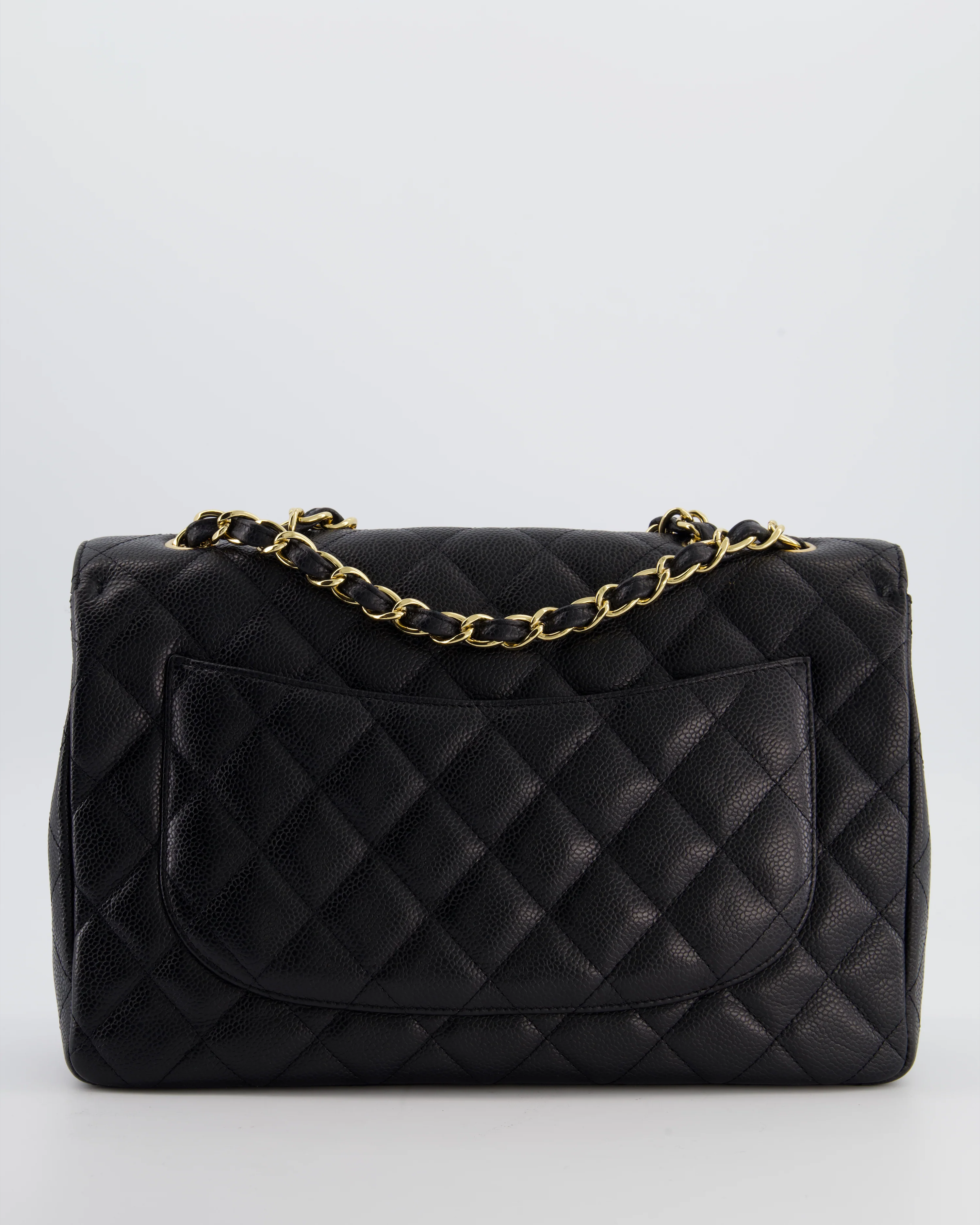 Chanel Black Jumbo Classic Single Flap Bag in Caviar Leather with Gold Hardware - Image 5