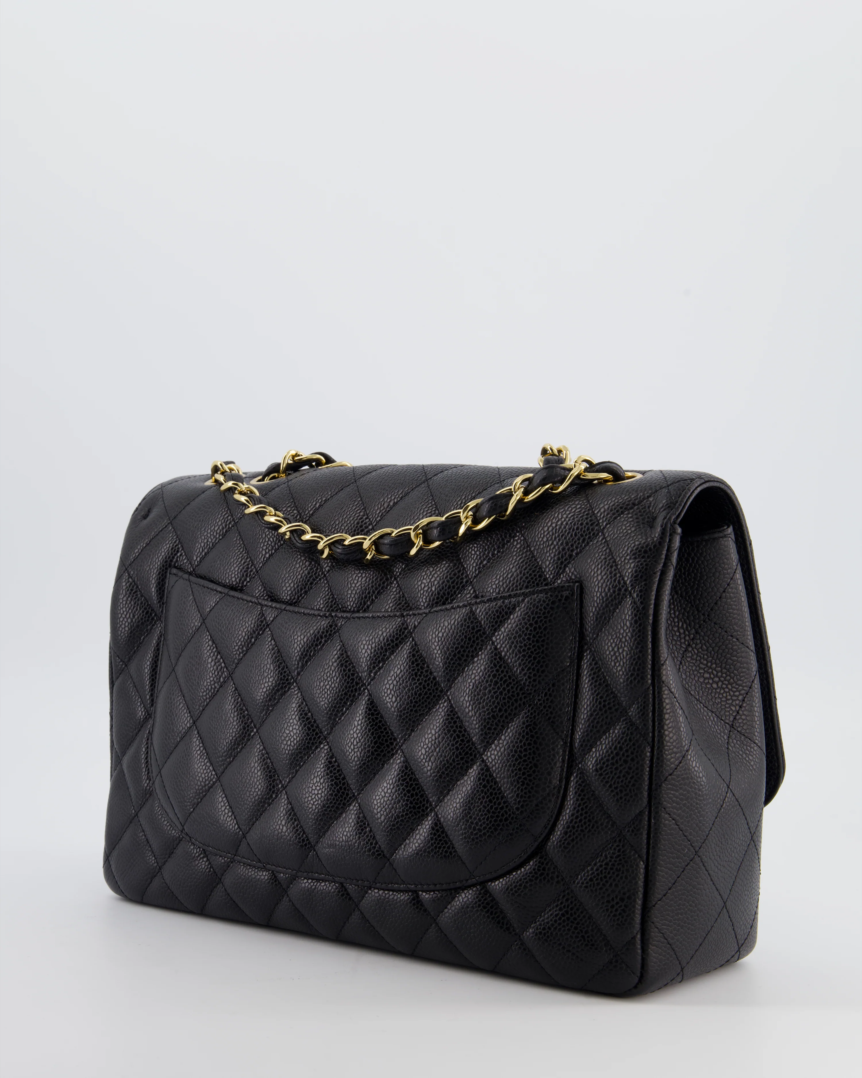 Chanel Black Jumbo Classic Single Flap Bag in Caviar Leather with Gold Hardware - Image 6