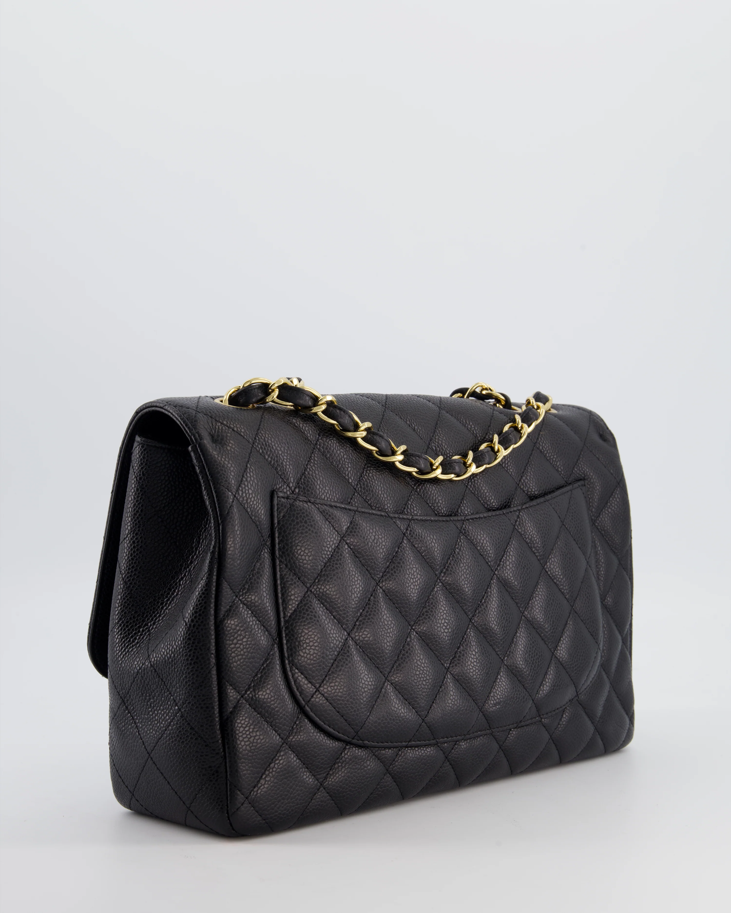 Chanel Black Jumbo Classic Single Flap Bag in Caviar Leather with Gold Hardware - Image 7