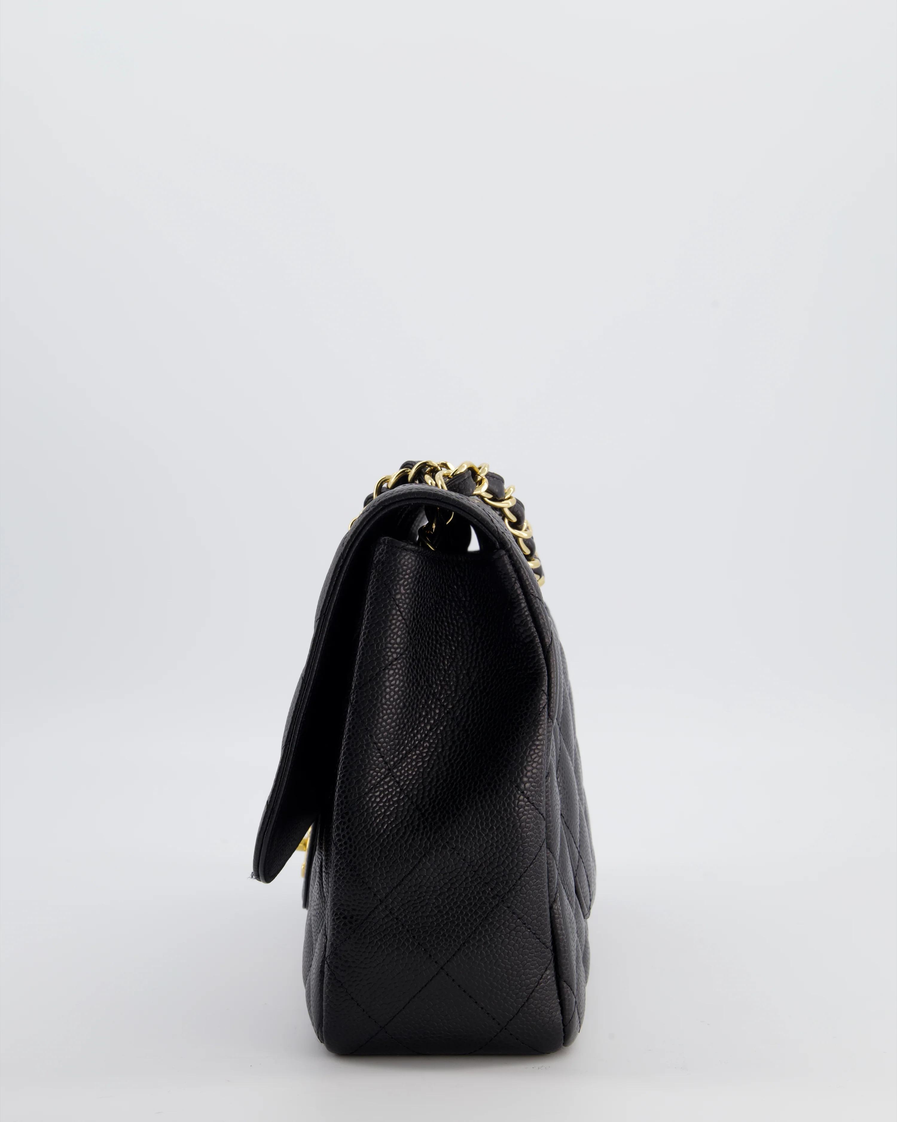 Chanel Black Jumbo Classic Single Flap Bag in Caviar Leather with Gold Hardware - Image 8