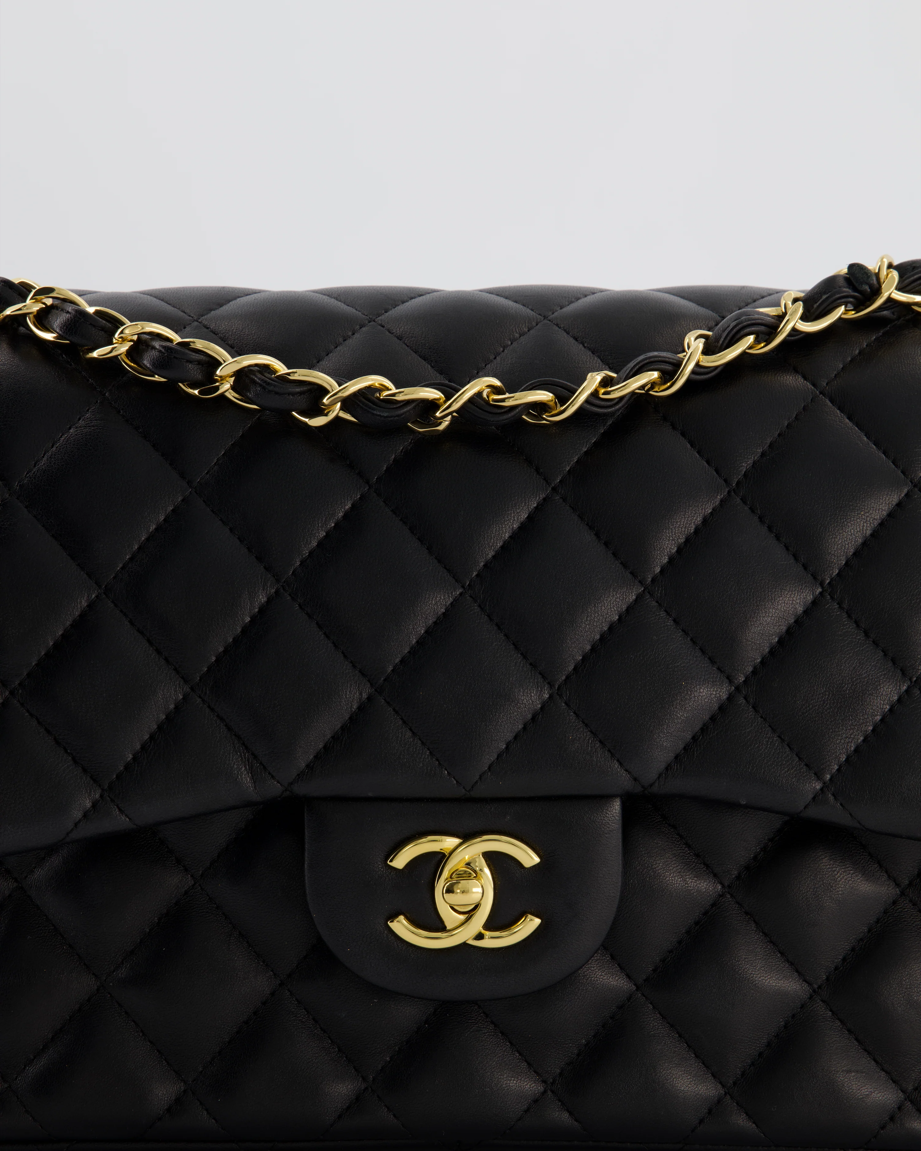Chanel Classic Jumbo Double Flap Bag in Black Lambskin Leather with Gold Hardware - Image 15