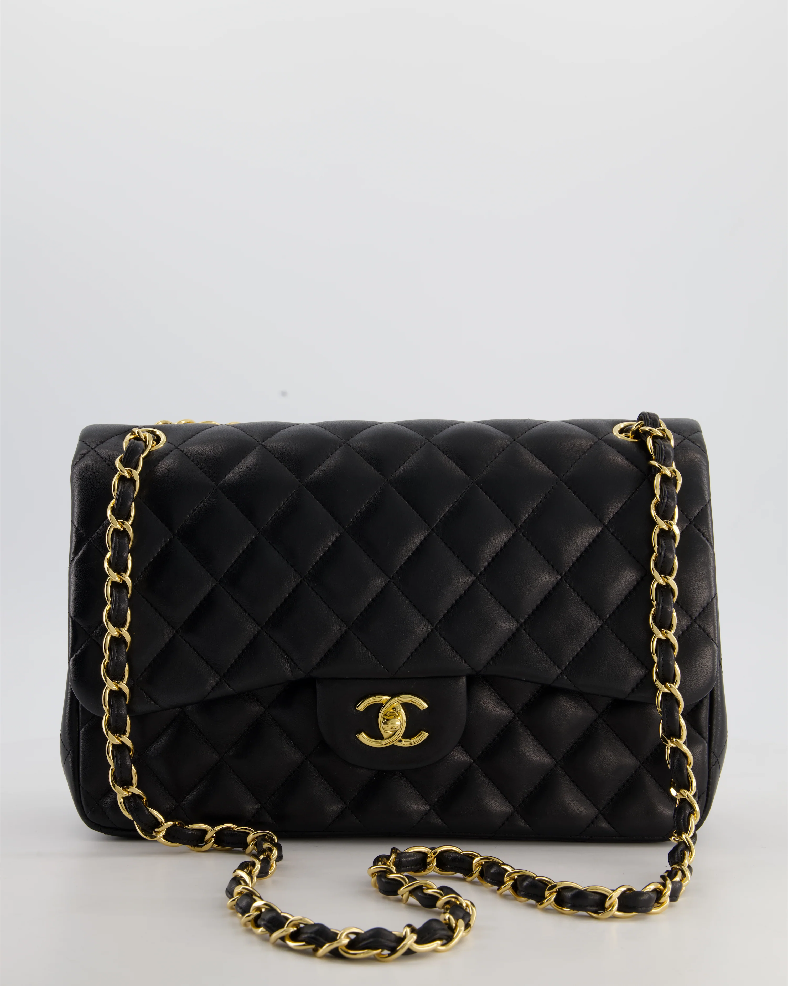 Chanel Classic Jumbo Double Flap Bag in Black Lambskin Leather with Gold Hardware - Image 2