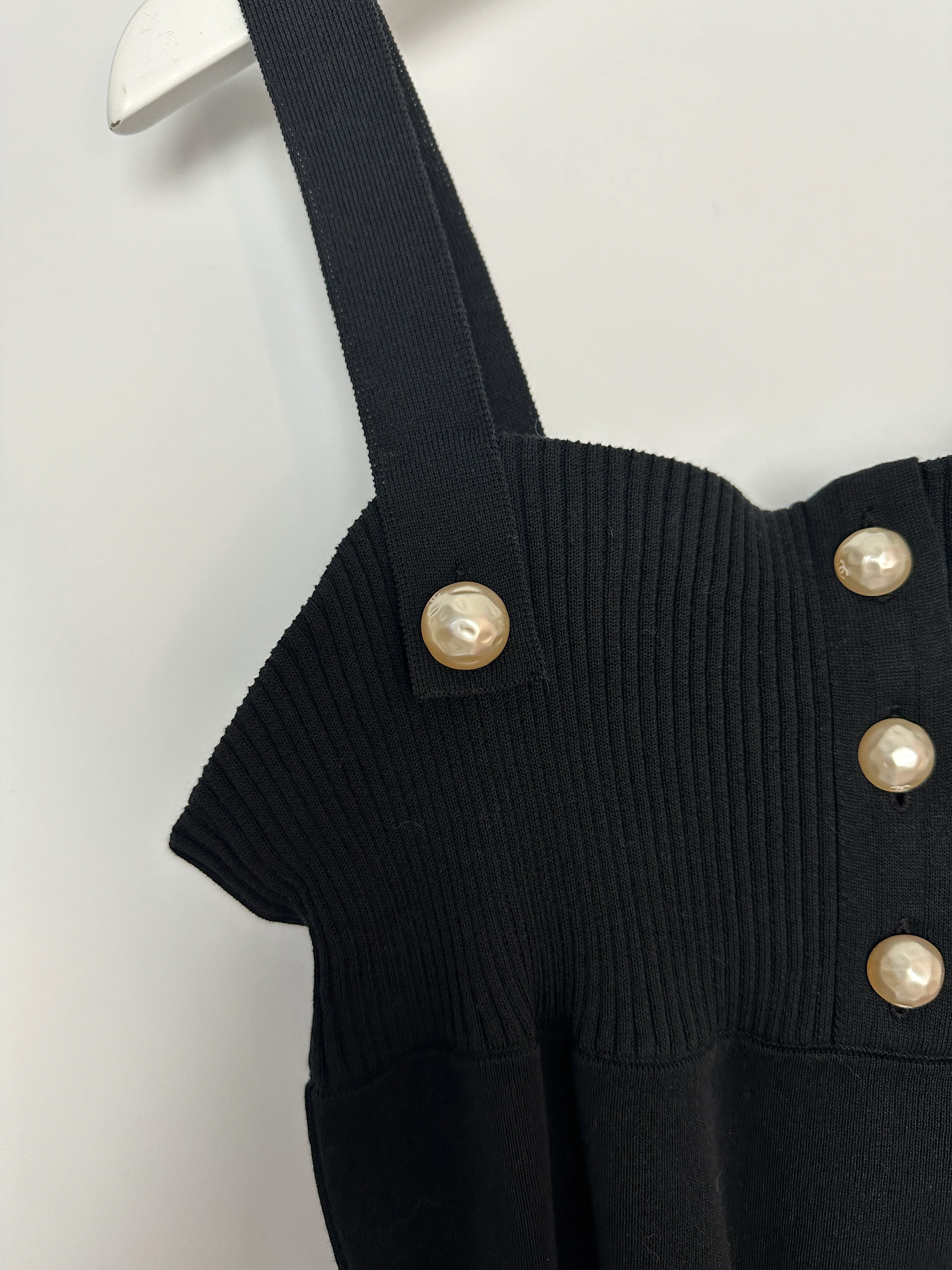 Chanel Black Knit Sleeveless Dress with Pearl Button Details Size FR 38 (UK 10) - Image 10