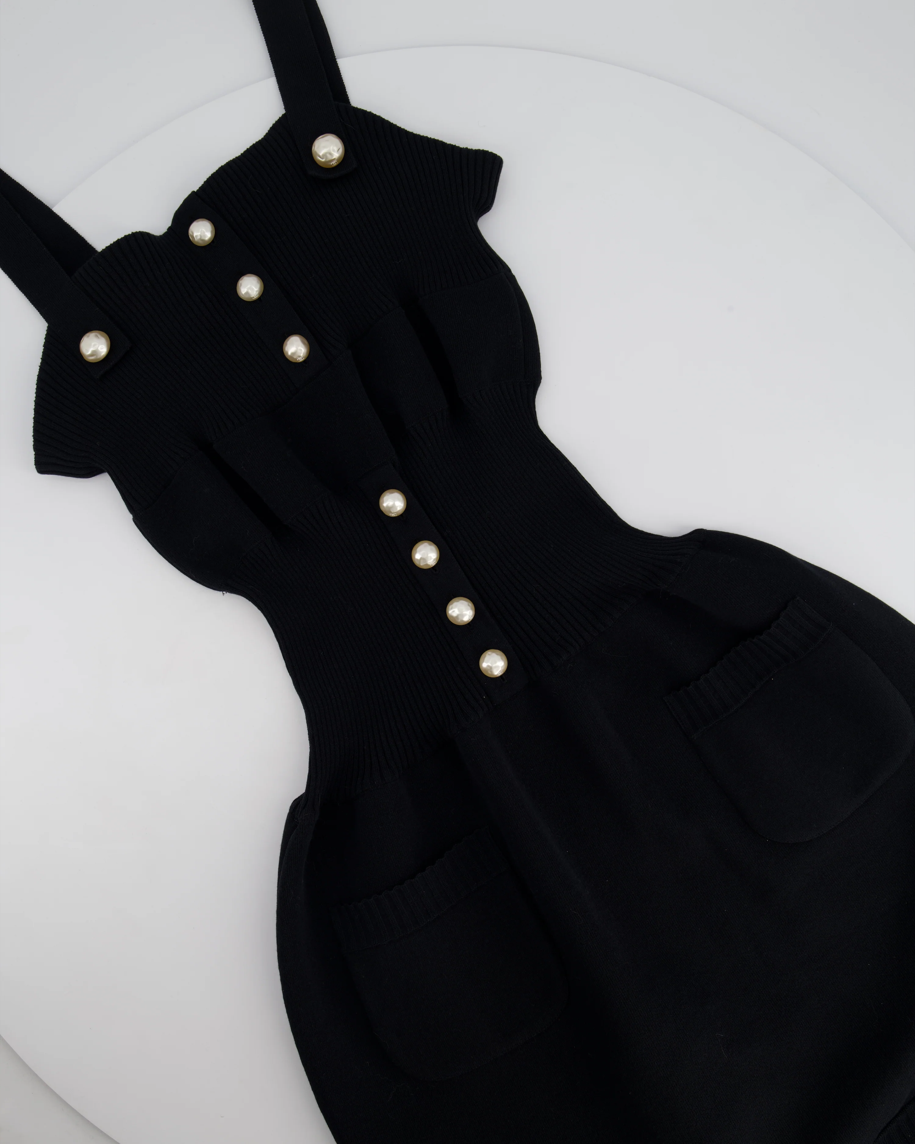 Chanel Black Knit Sleeveless Dress with Pearl Button Details Size FR 38 (UK 10) - Image 5
