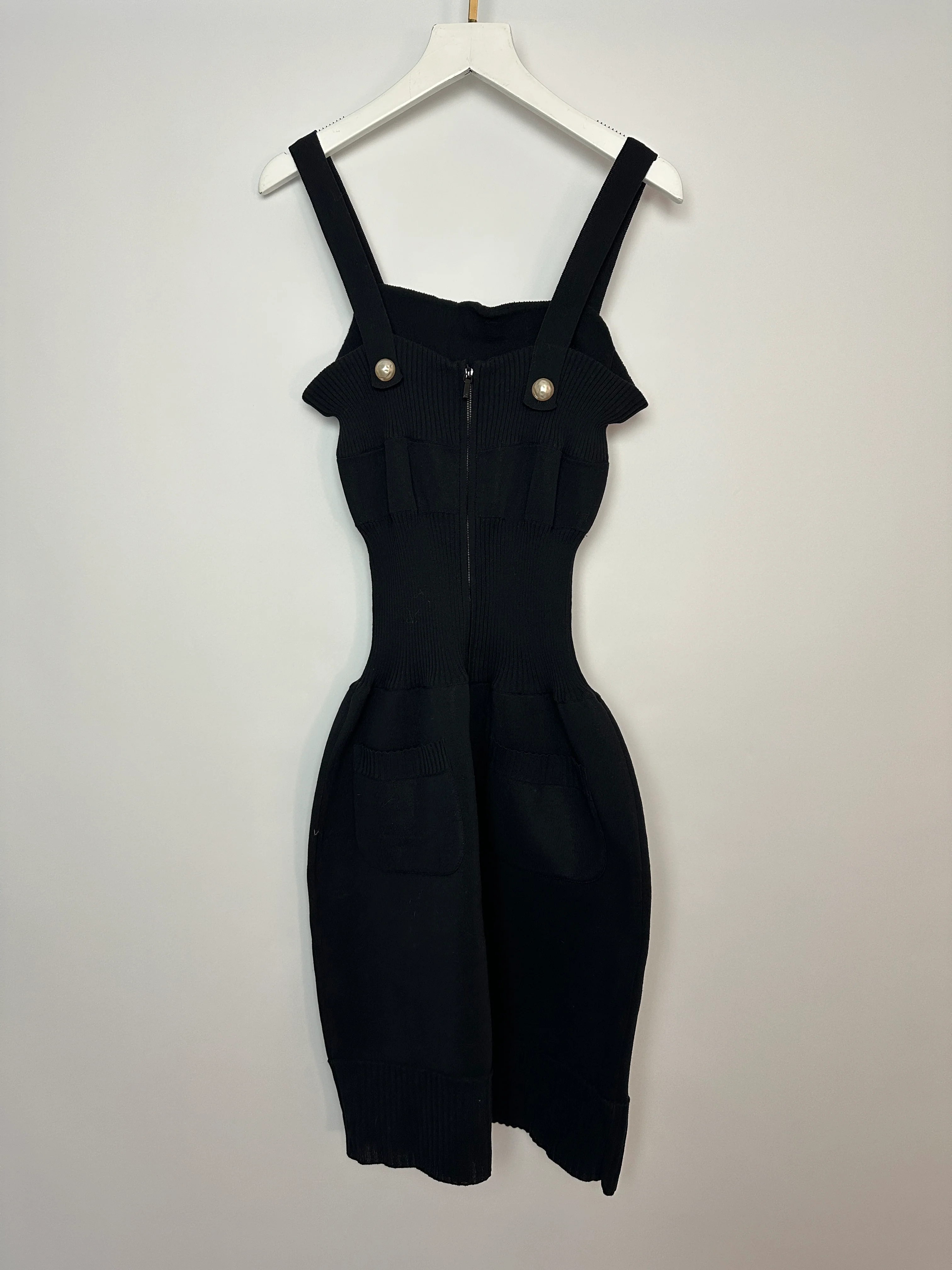 Chanel Black Knit Sleeveless Dress with Pearl Button Details Size FR 38 (UK 10) - Image 9