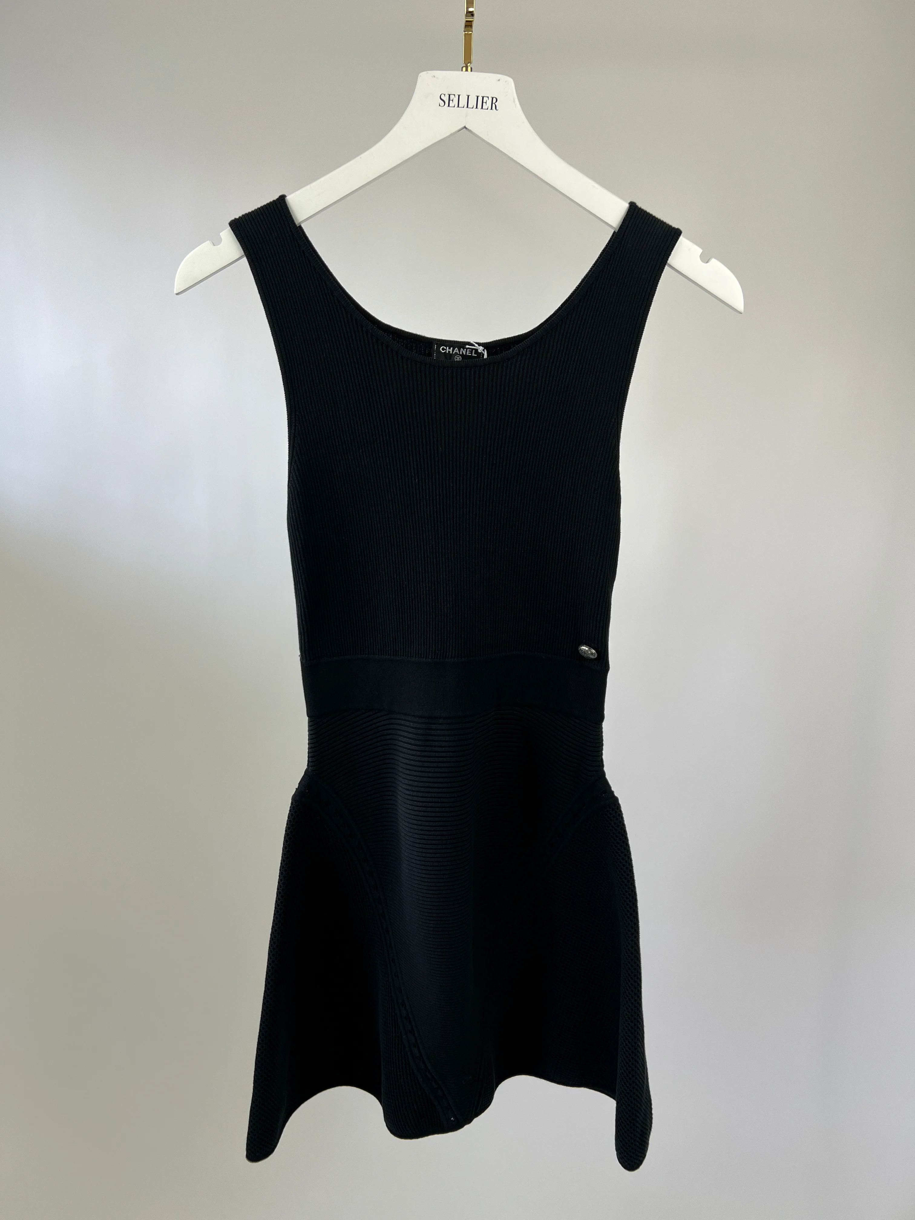 Chanel Black Knitted Mini Dress with CC Logo Detail FR 36 (UK 8) - Image 10