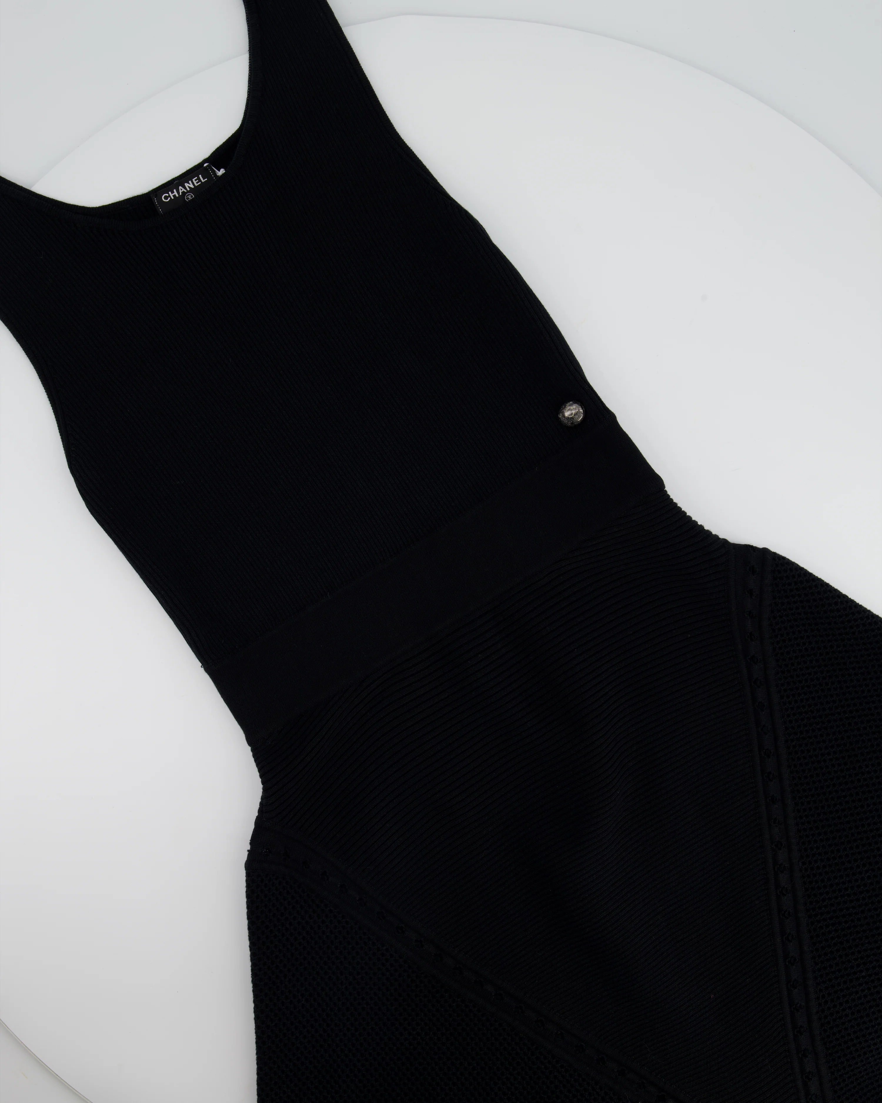 Chanel Black Knitted Mini Dress with CC Logo Detail FR 36 (UK 8) - Image 7