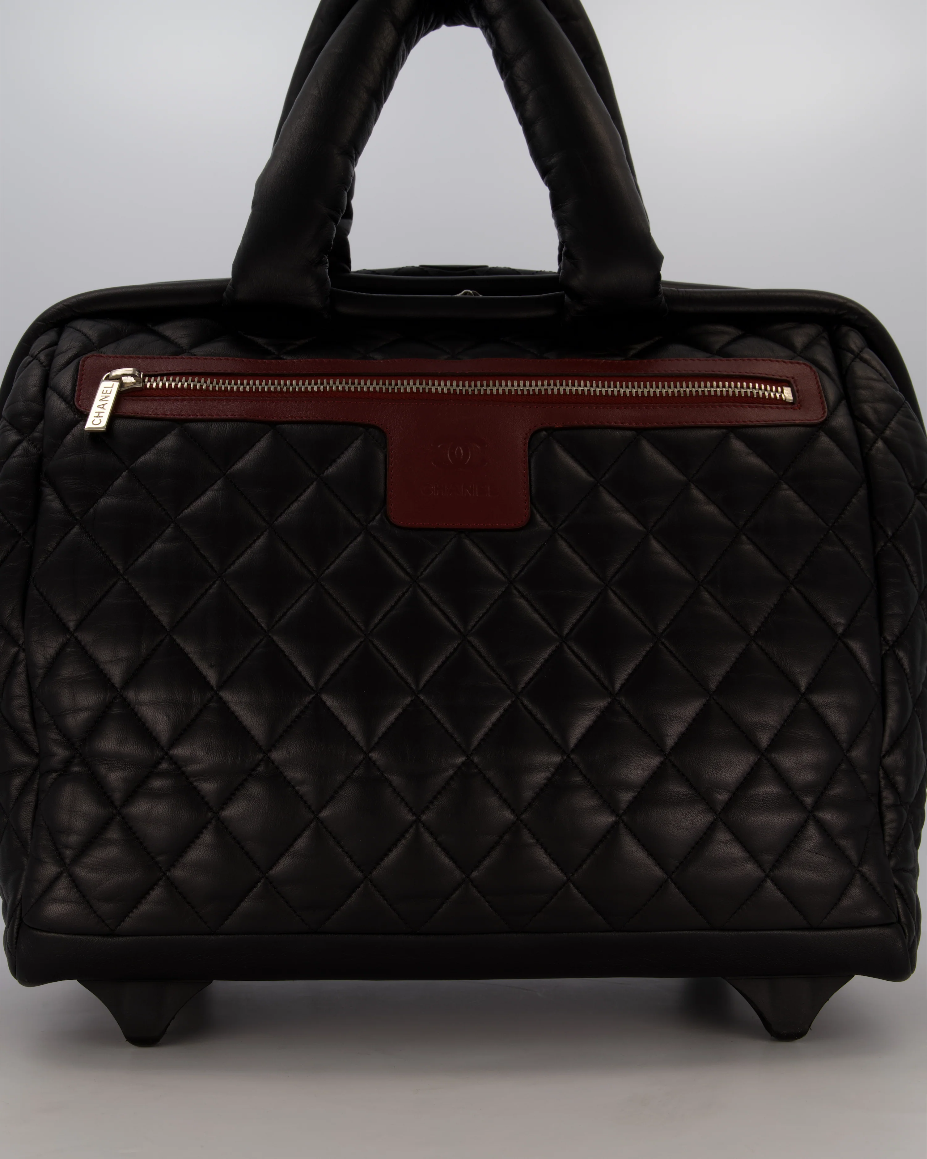 Chanel Black Large Coco Cocoon Carry on Trolley Bag in Lambskin Leather with Silver Hardware - Image 14