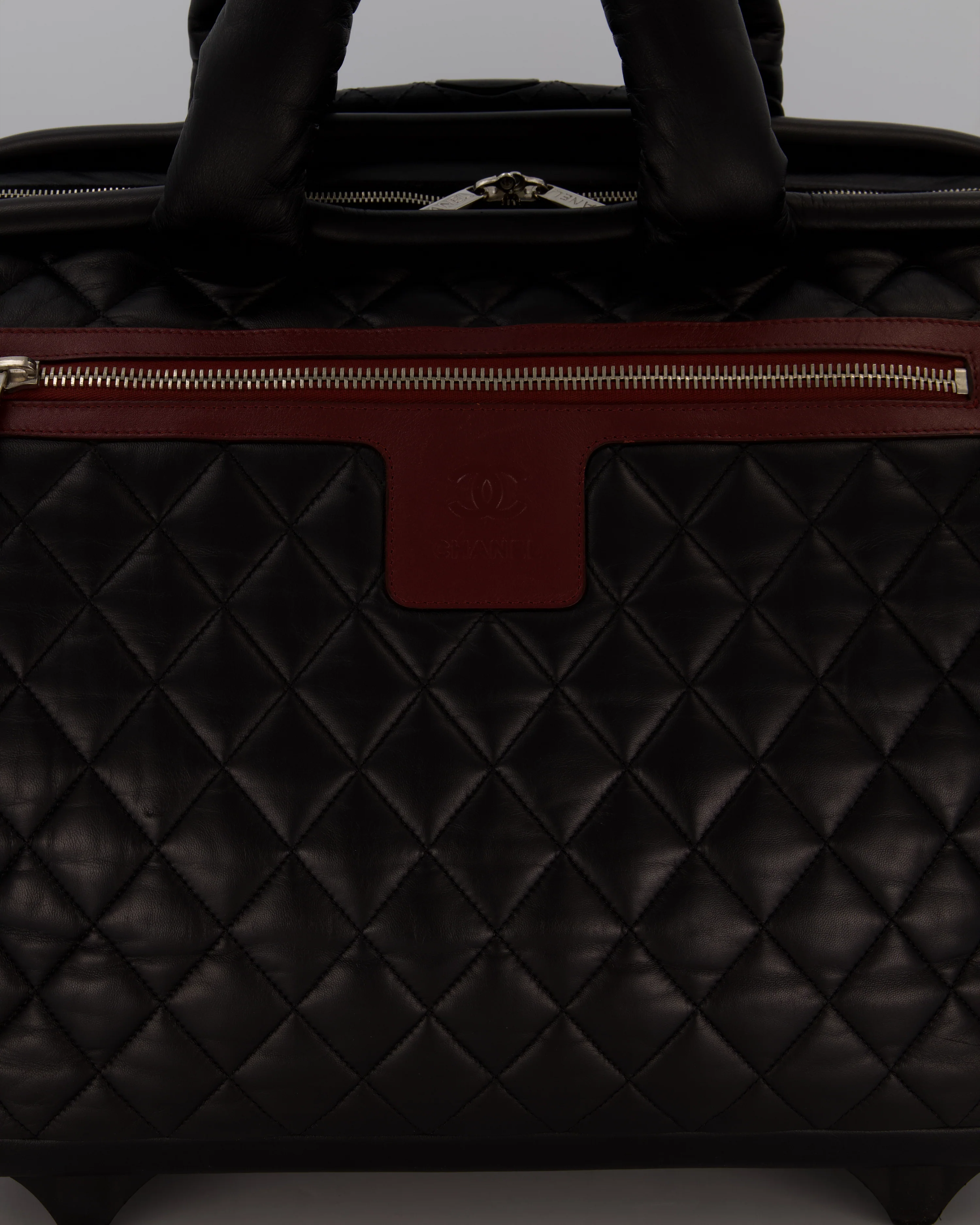 Chanel Black Large Coco Cocoon Carry on Trolley Bag in Lambskin Leather with Silver Hardware - Image 15